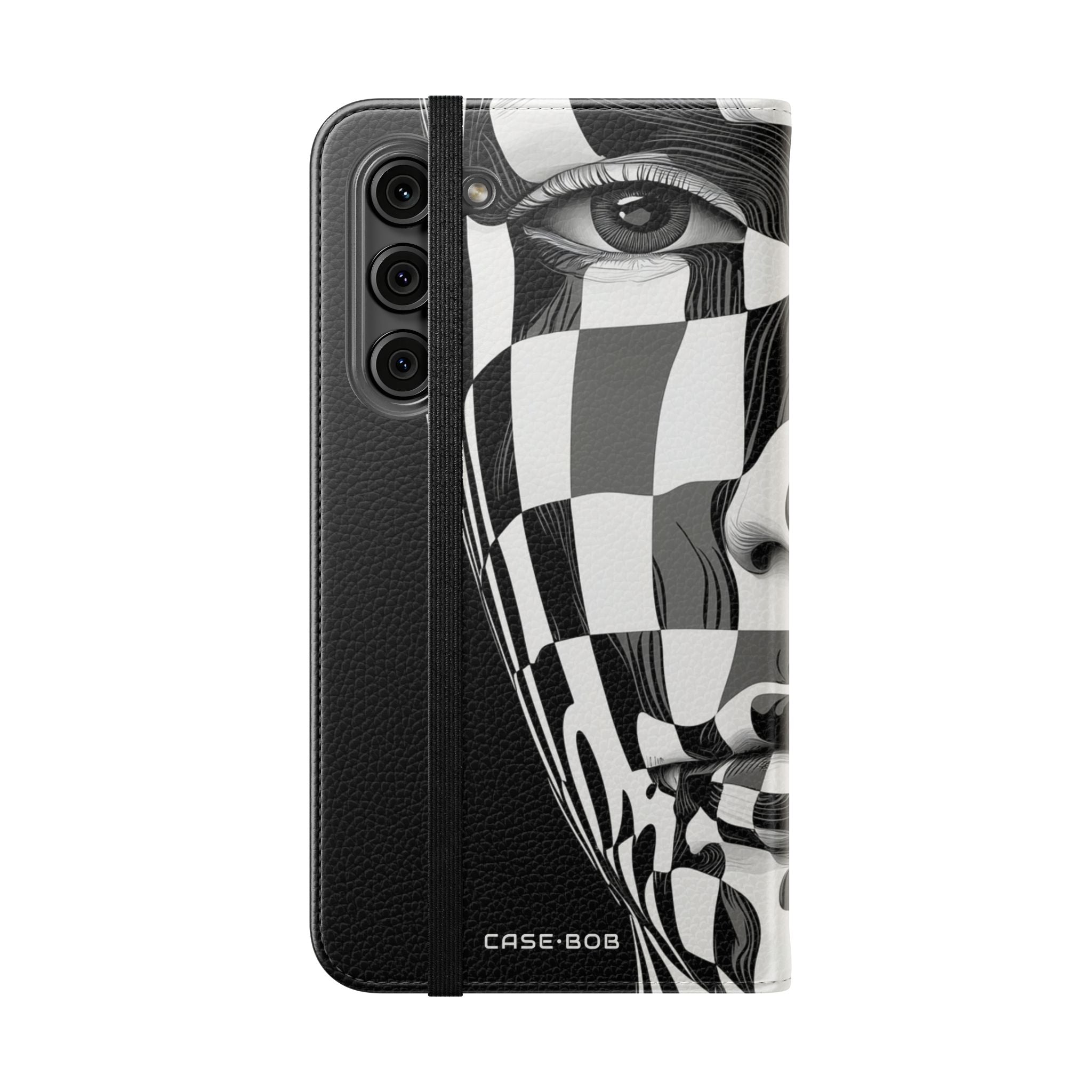 Mirrored Checkerboard Face - Samsung S23+ Case - Wallet