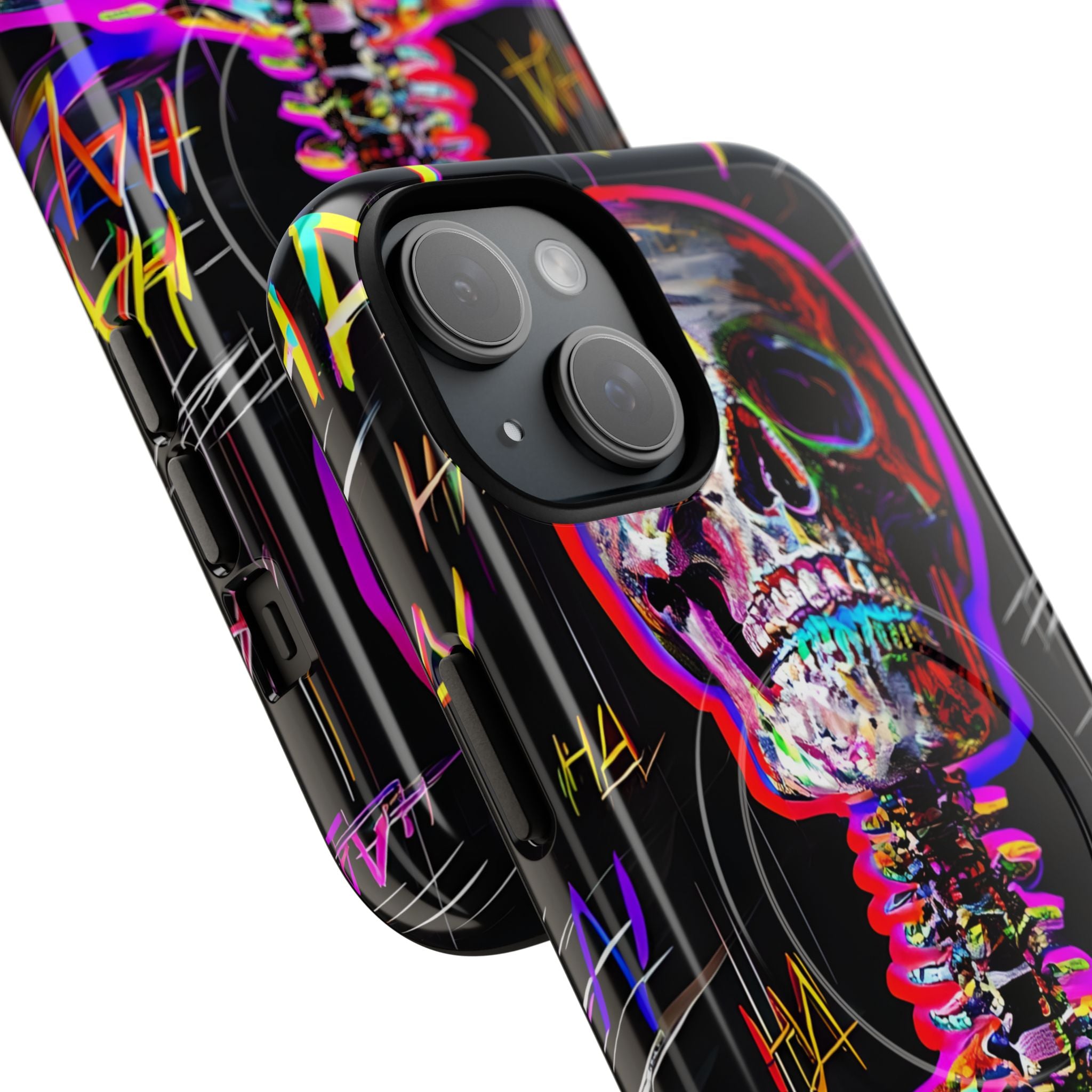 Neon Skeleton Laugh iPhone 15 Case - Tough+