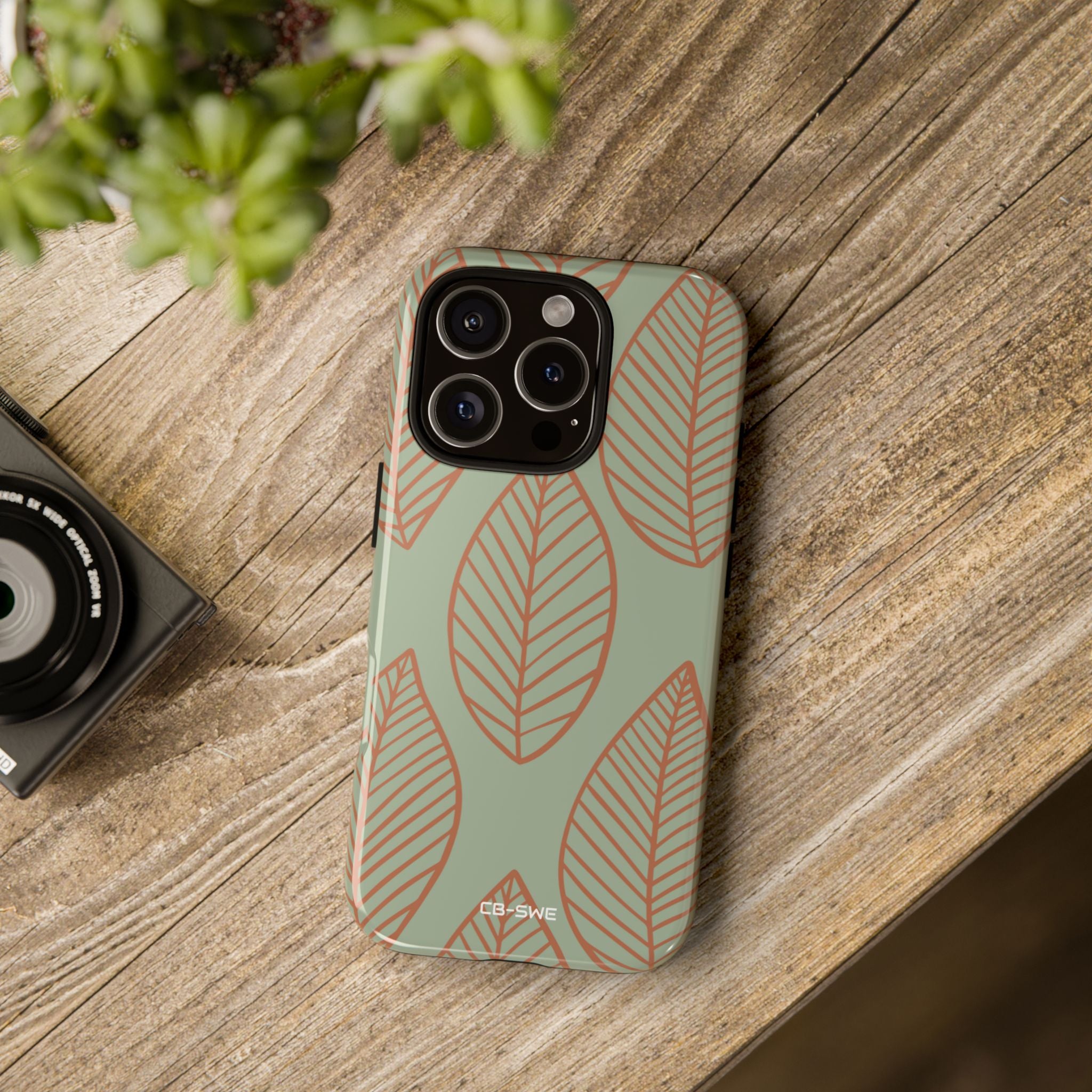 Mint and Orange Leaves - iPhone Case