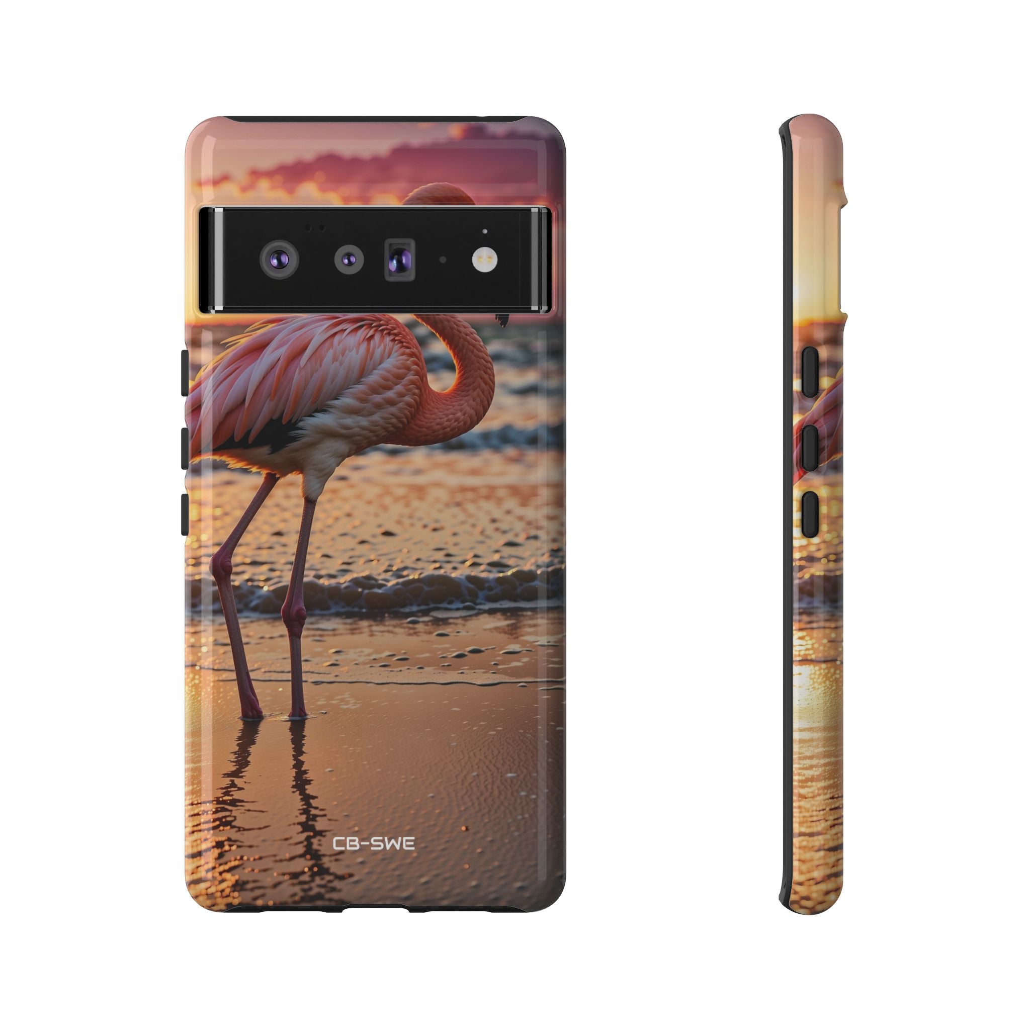 Sunset Flamingo Stand - Google Pixel Case