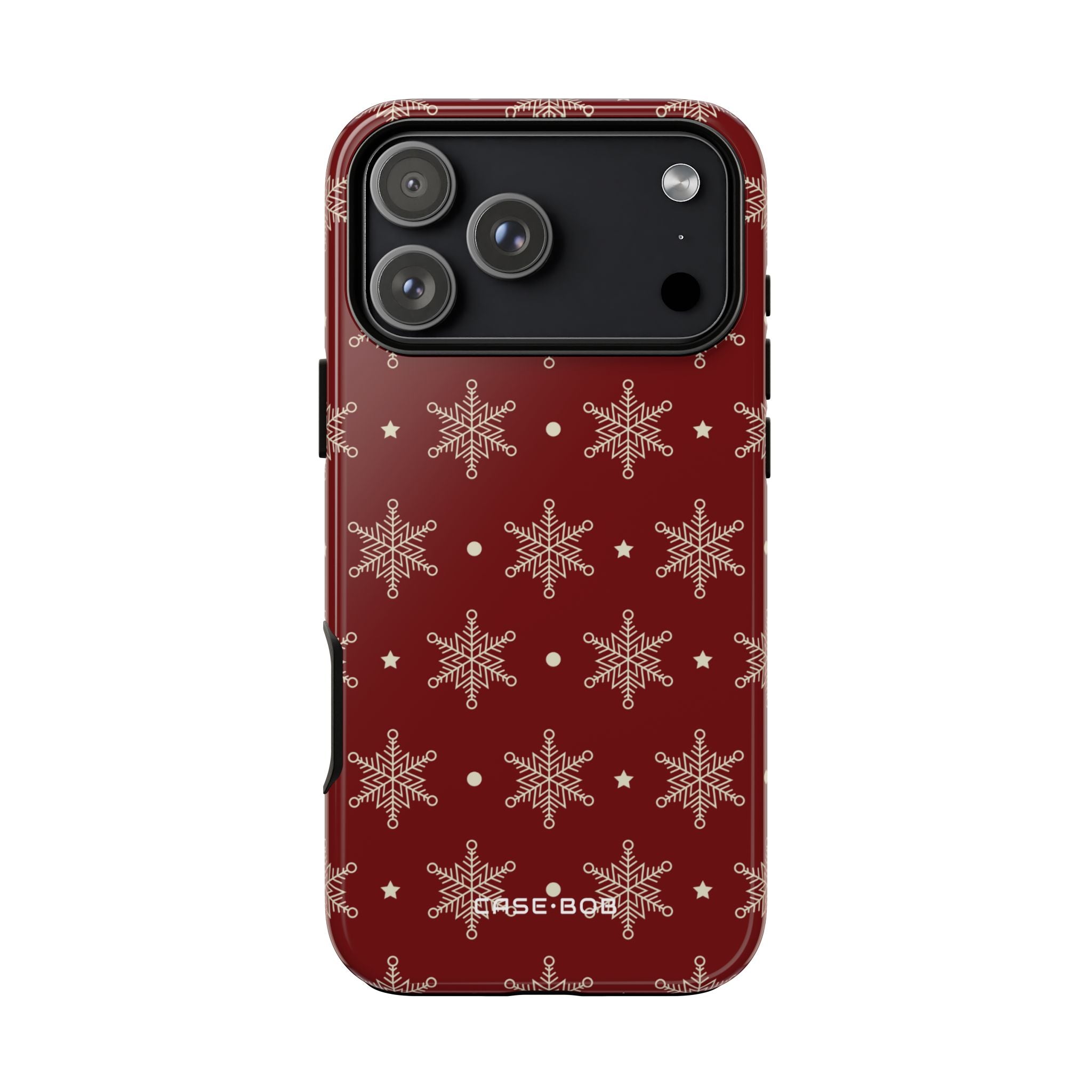 Cream Snowflake Crimson iPhone 17 Pro Max Case - Tough