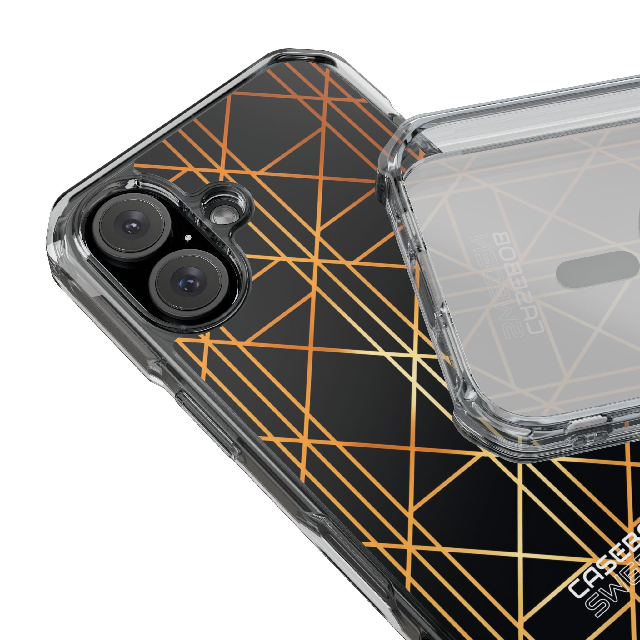 Golden Geometric Elegance iPhone 16 - Impact Clear+
