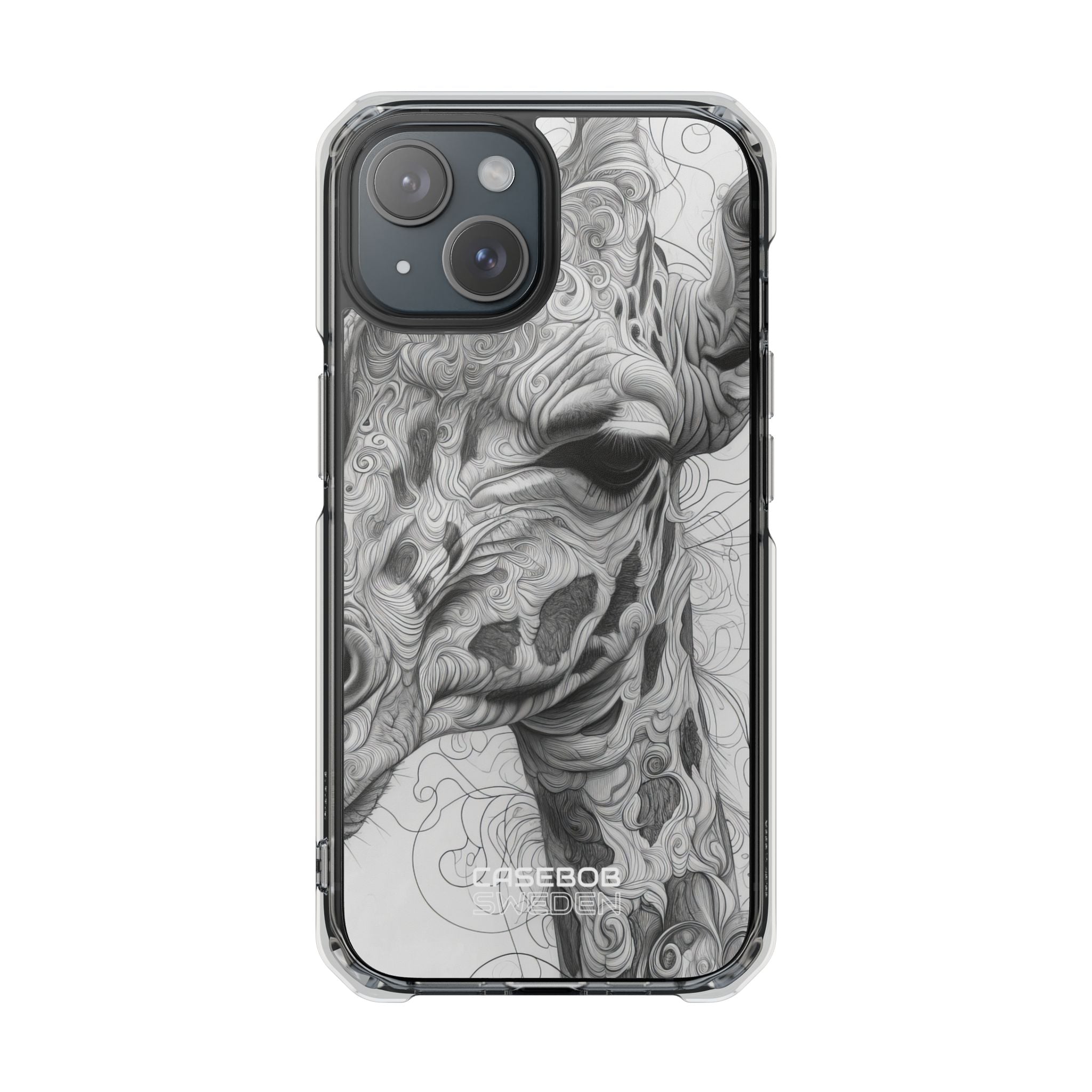Swirling Giraffe Art iPhone 15 - Impact Clear+