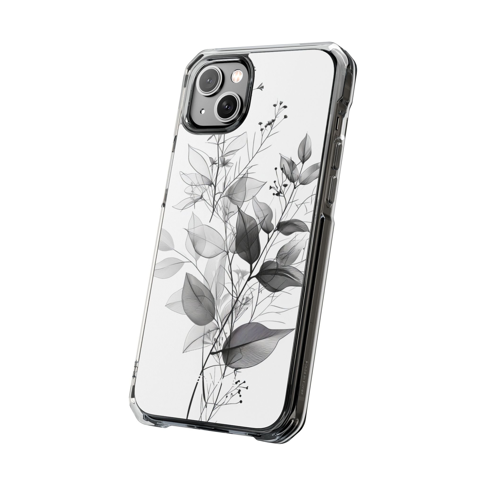 Veined Leaves Gray iPhone 14 Plus Case - Impact