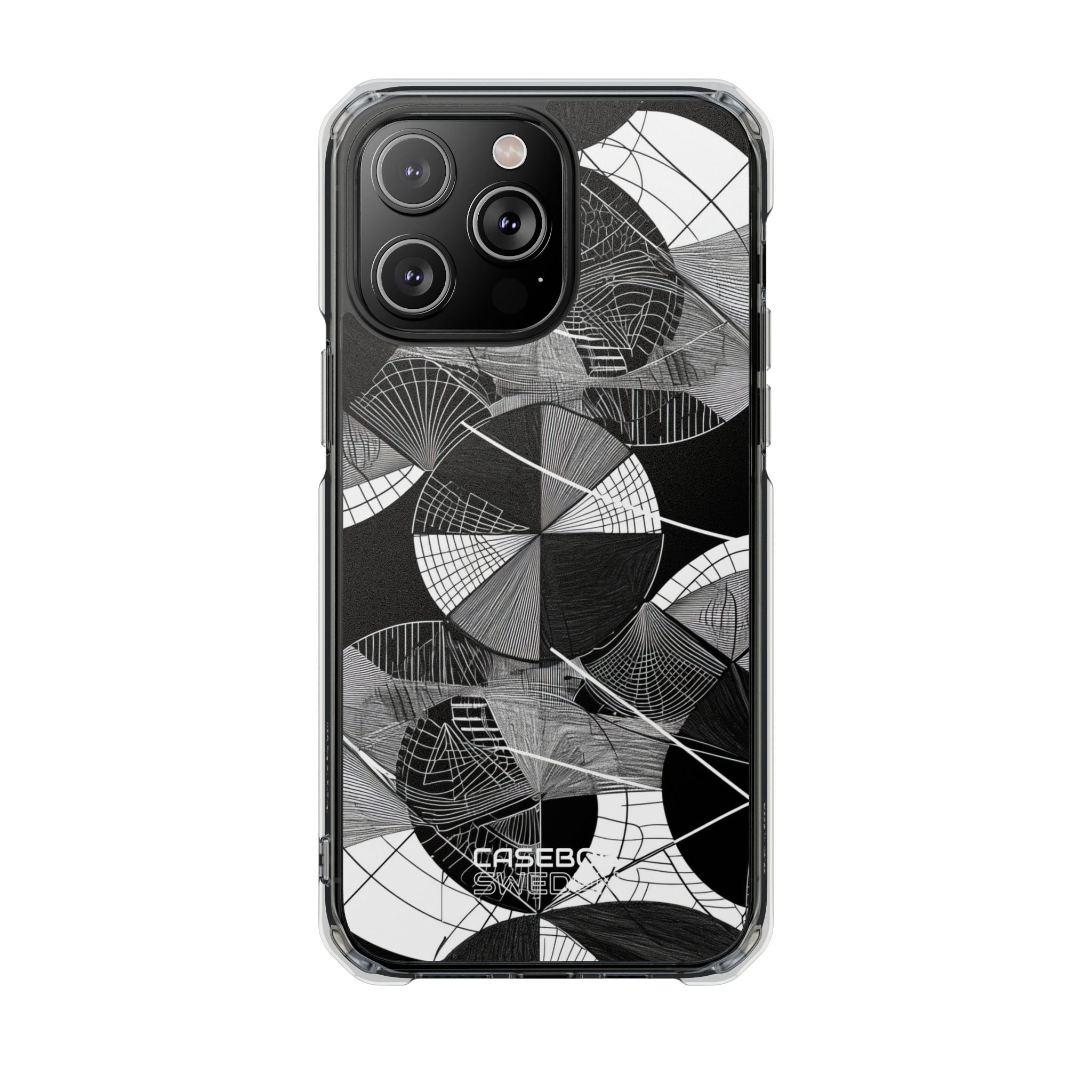 Monochrome Circle Maze iPhone 14 - Impact Clear+