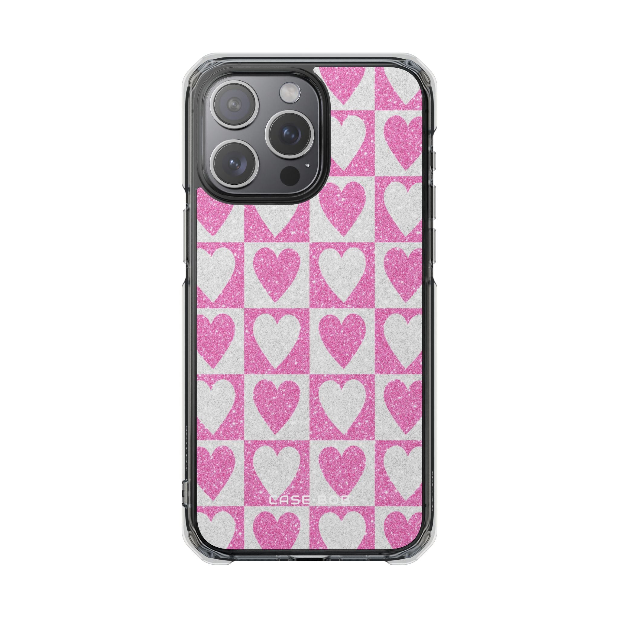 Glitter Heart Grid iPhone 15 Pro Max Case - Impact