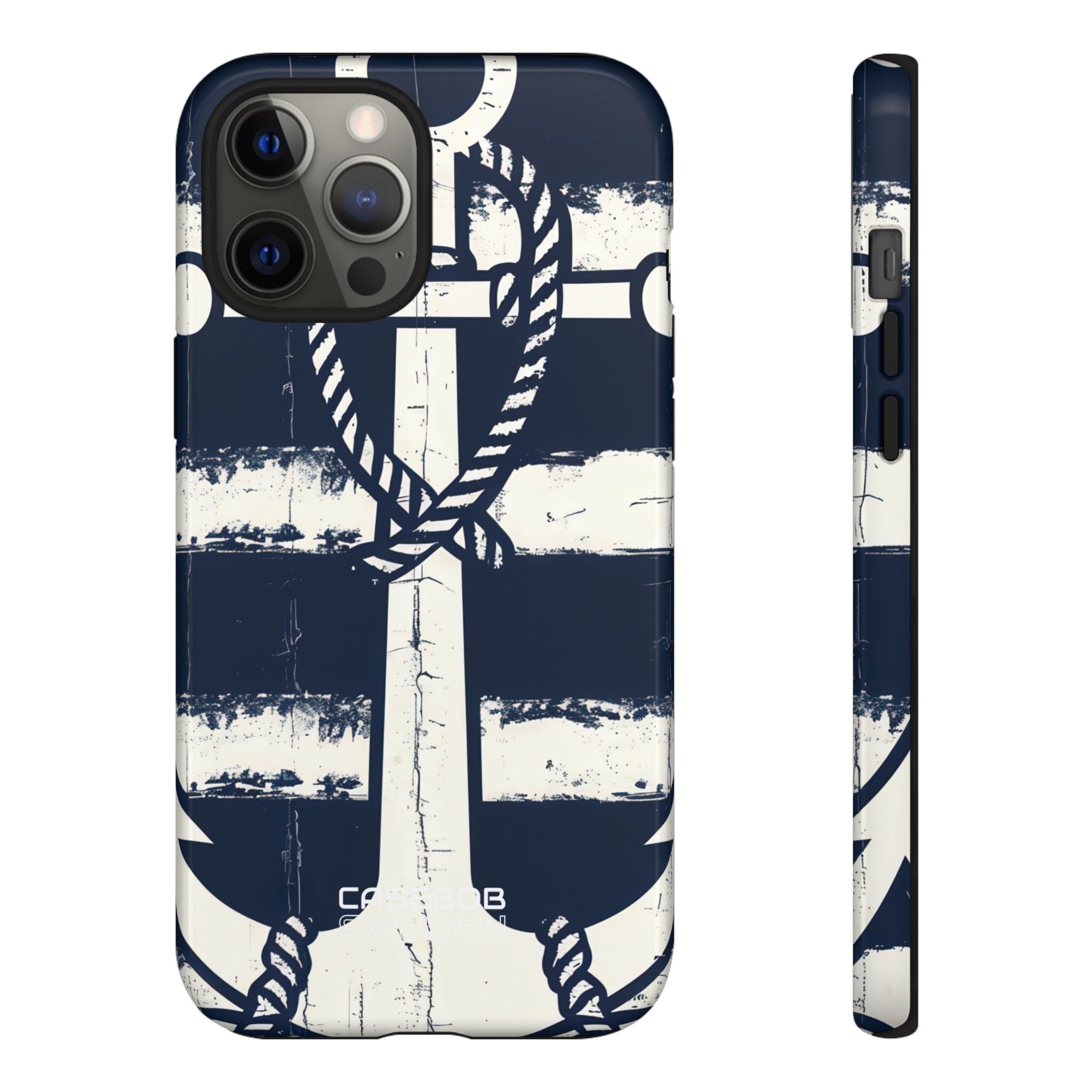 Navy Anchor Stripes iPhone 12 - Tough