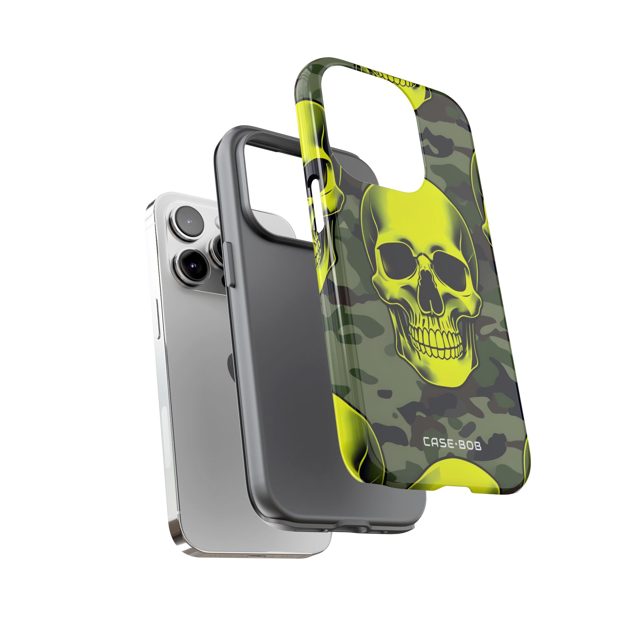 Neon Skull Camo iPhone 14 Pro Case - Tough