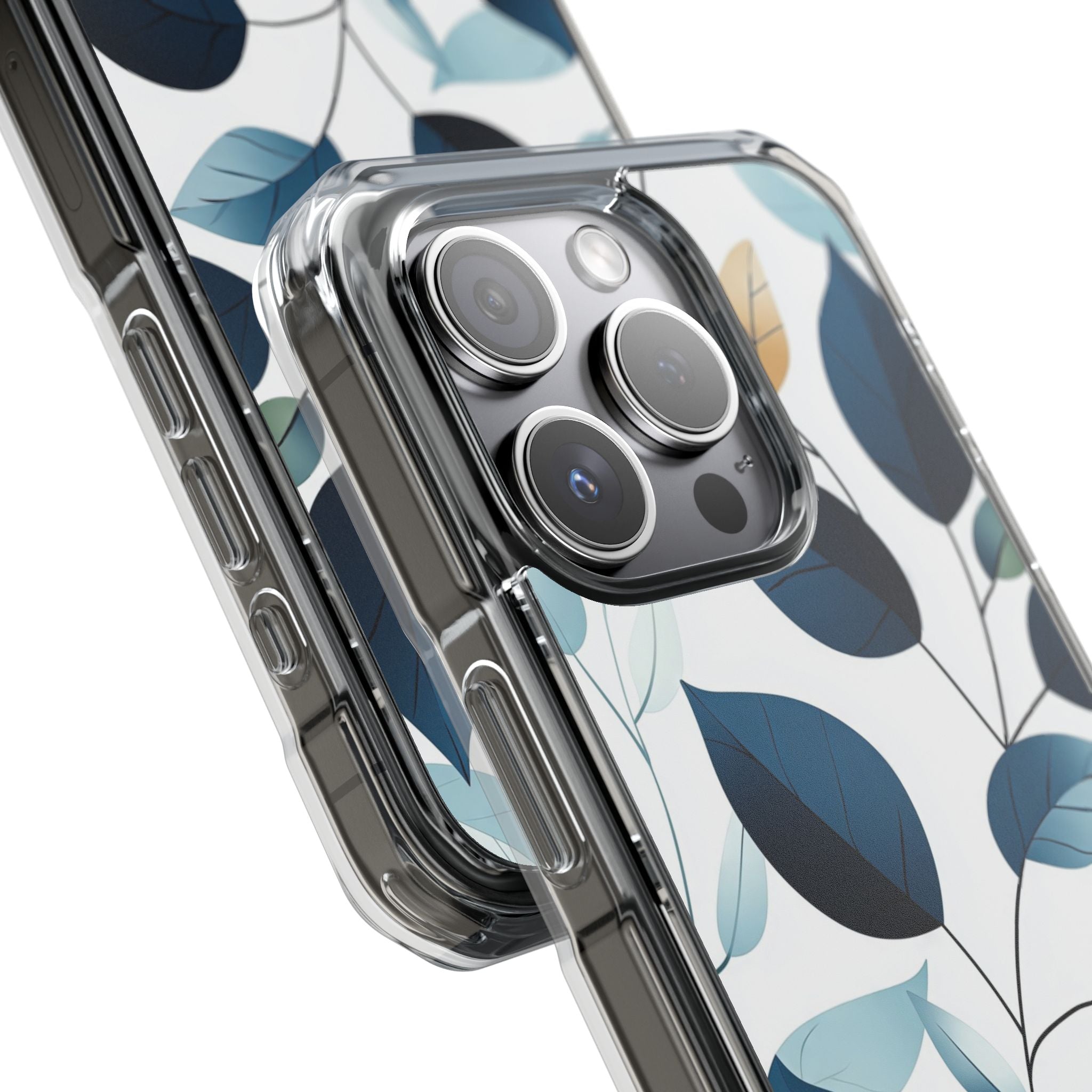 Navy Leaf Veins iPhone 15 Pro Case - Impact