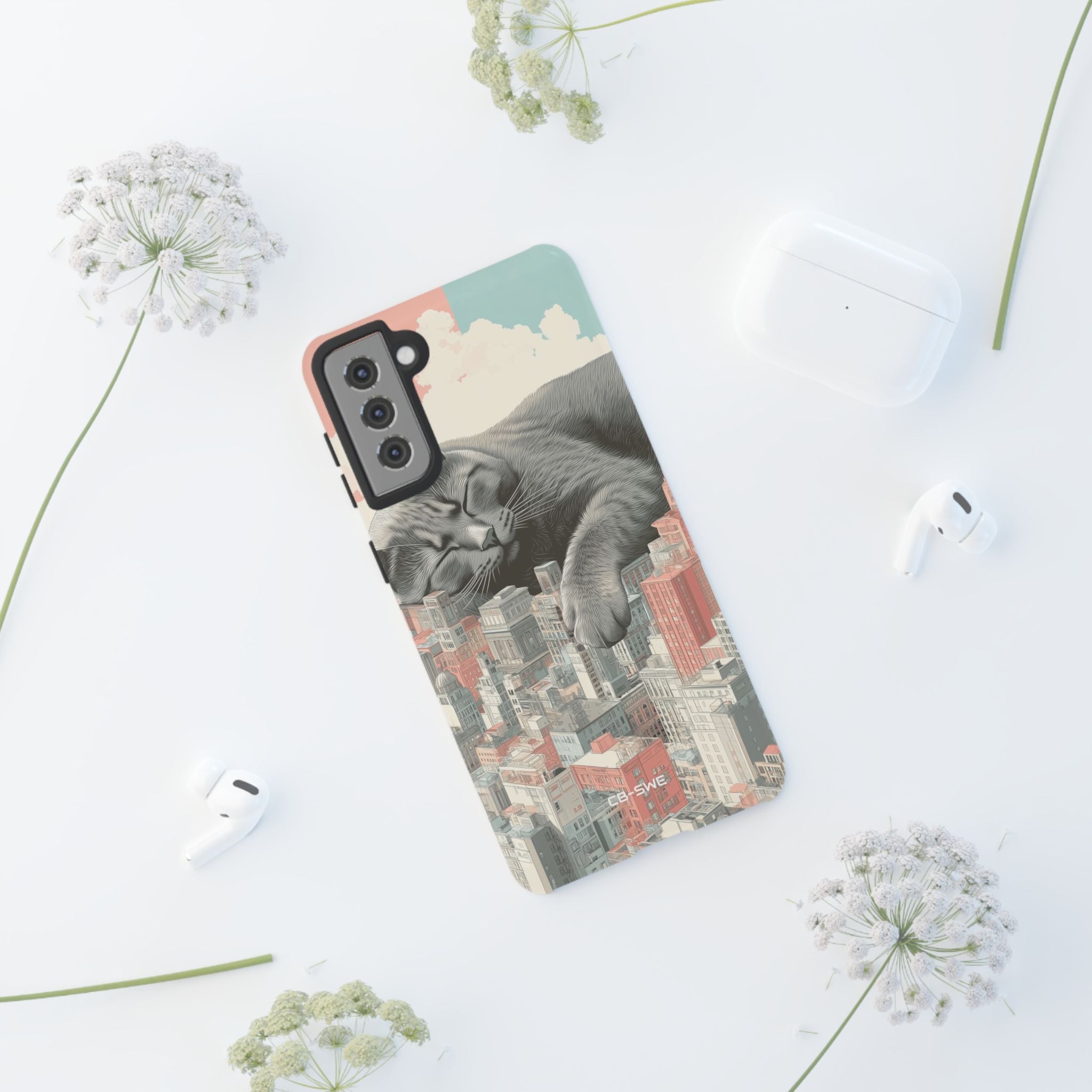 Cat Rests Over City - Samsung Case