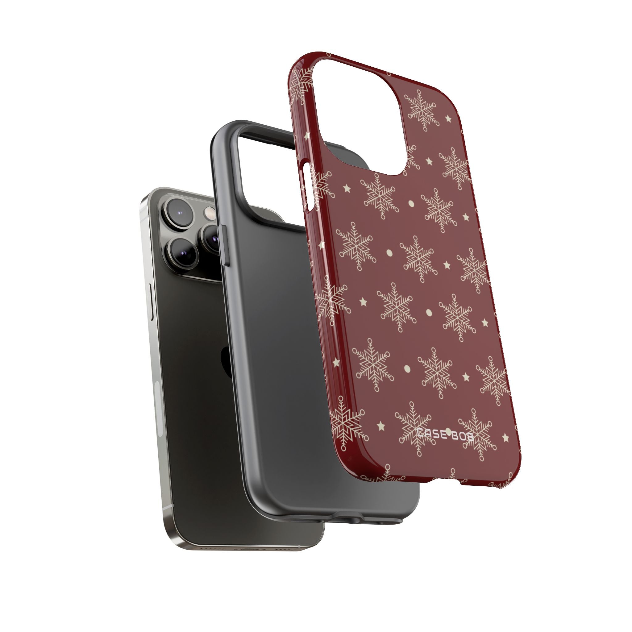 Cream Snowflake Crimson iPhone 14 Pro Max Case - Tough