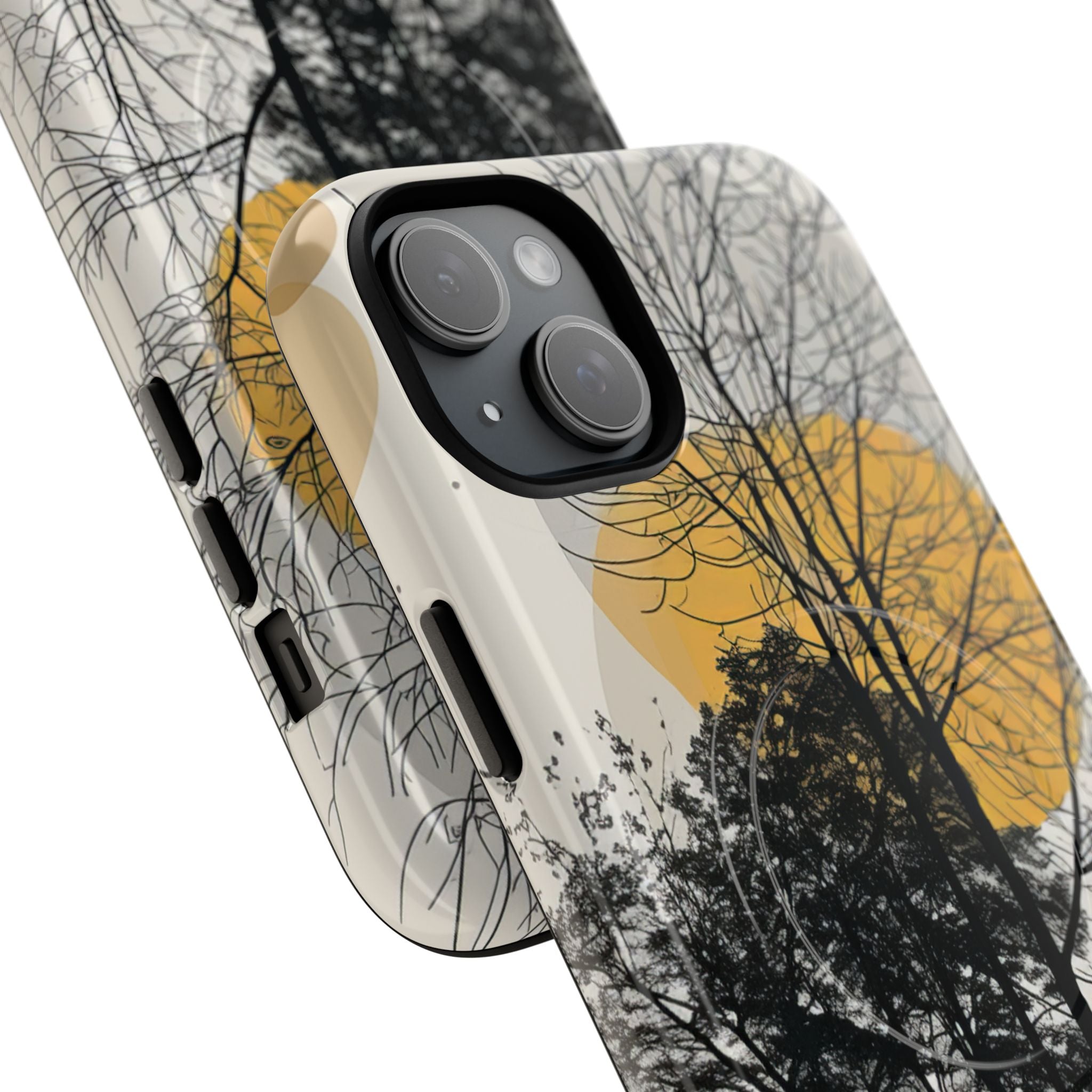 Silhouette della Foresta Dorata iPhone 15 - Tough+