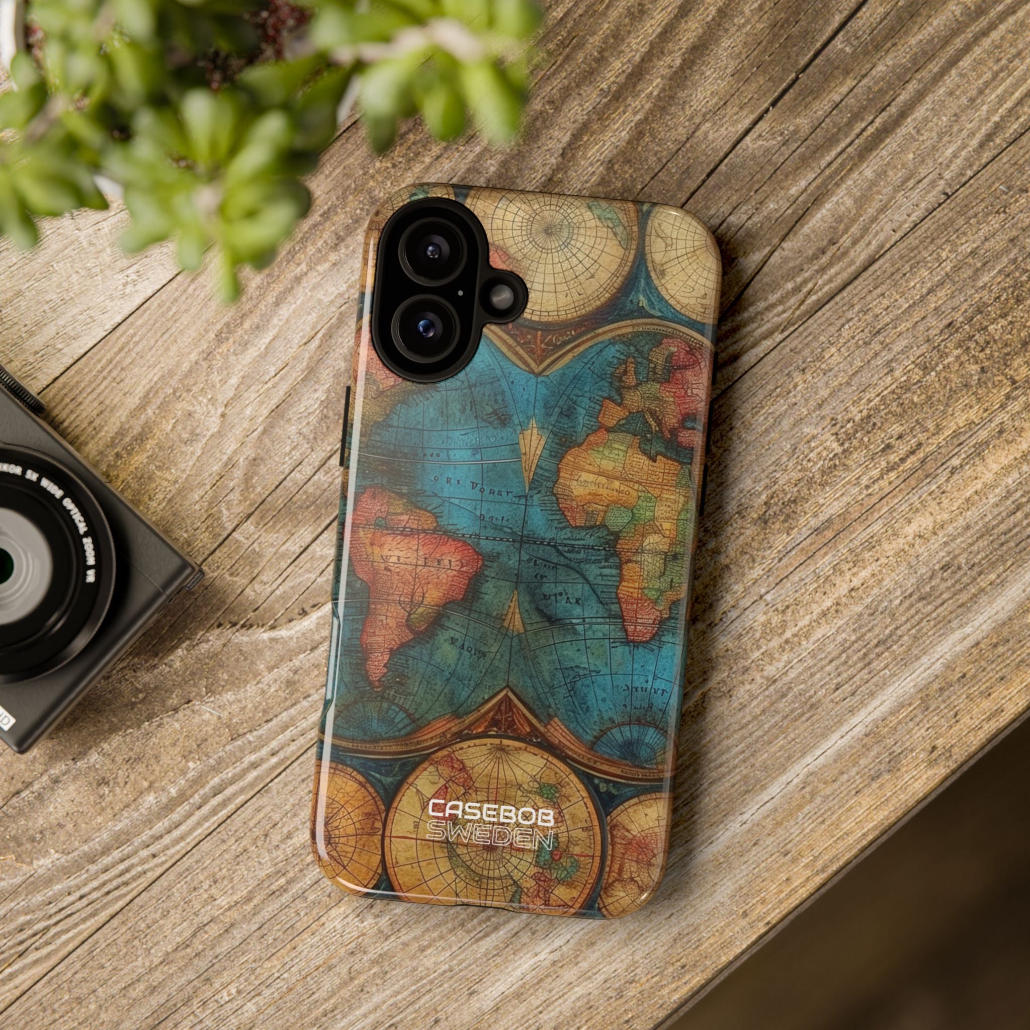 Vintage World Map iPhone 16 - Tough