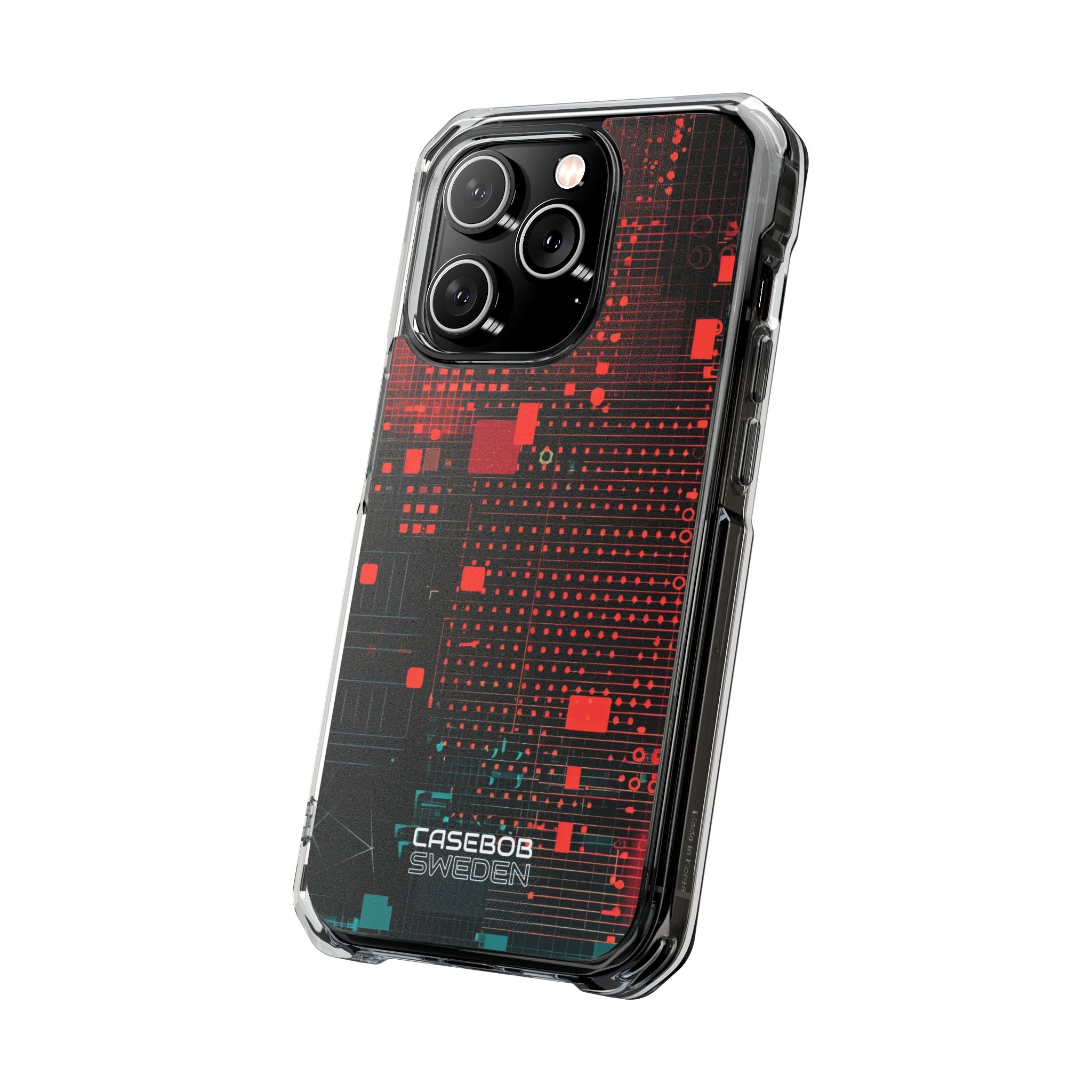 Crimson Circuit Grid iPhone 14 - Impact Clear+