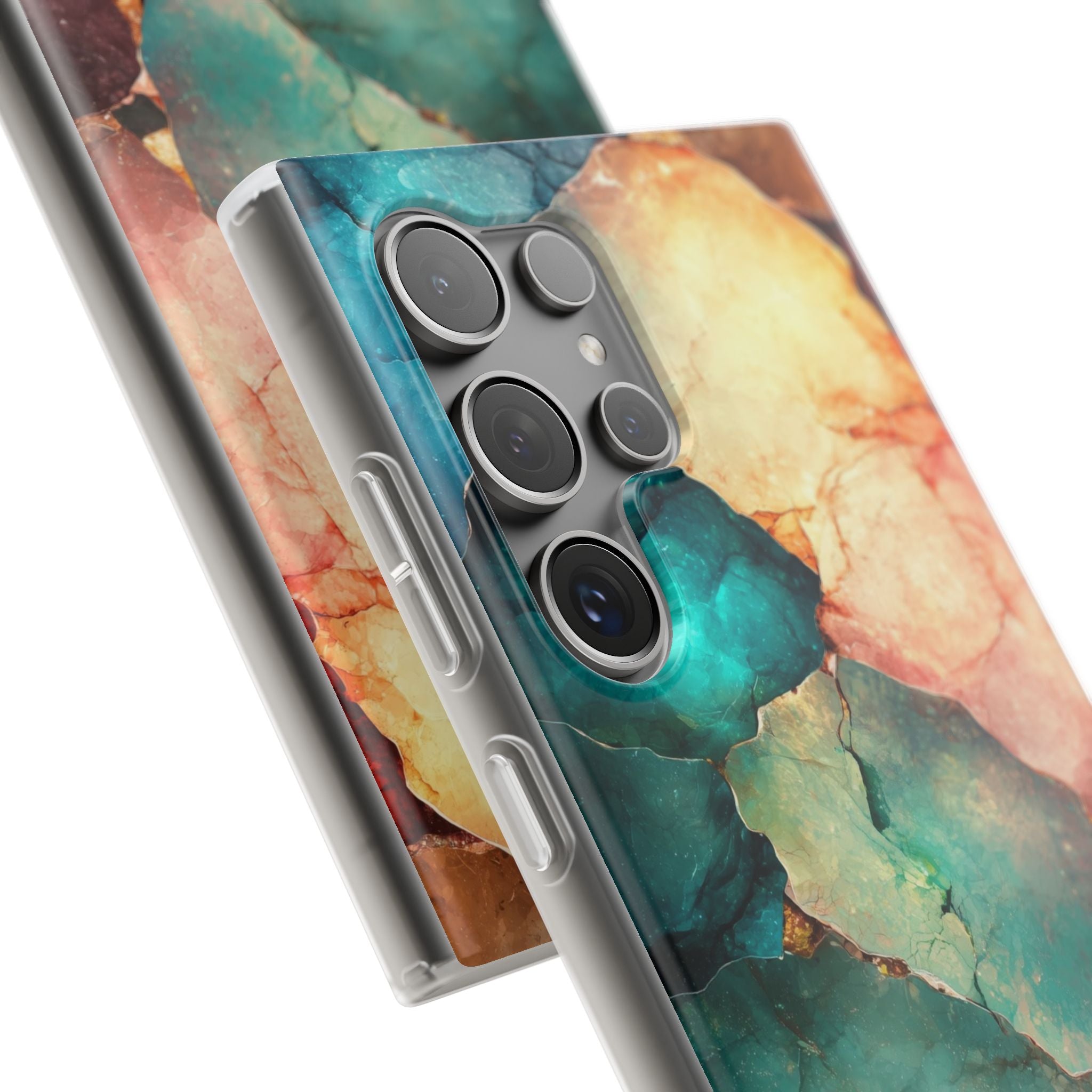 Teal Mosaic Veins Samsung S24 Ultra Case - Soft