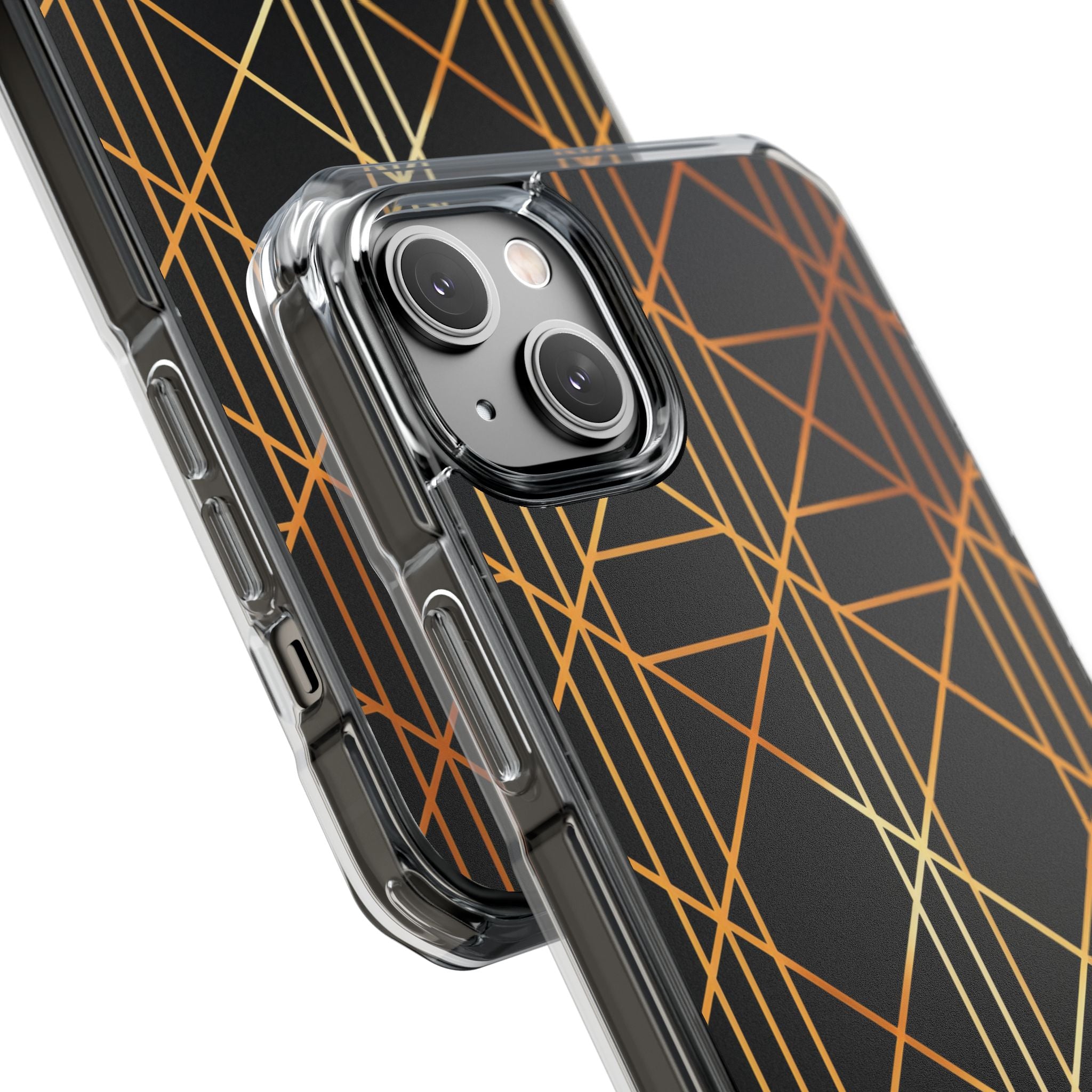 Golden Geometric Elegance iPhone 14 - Impact Clear+