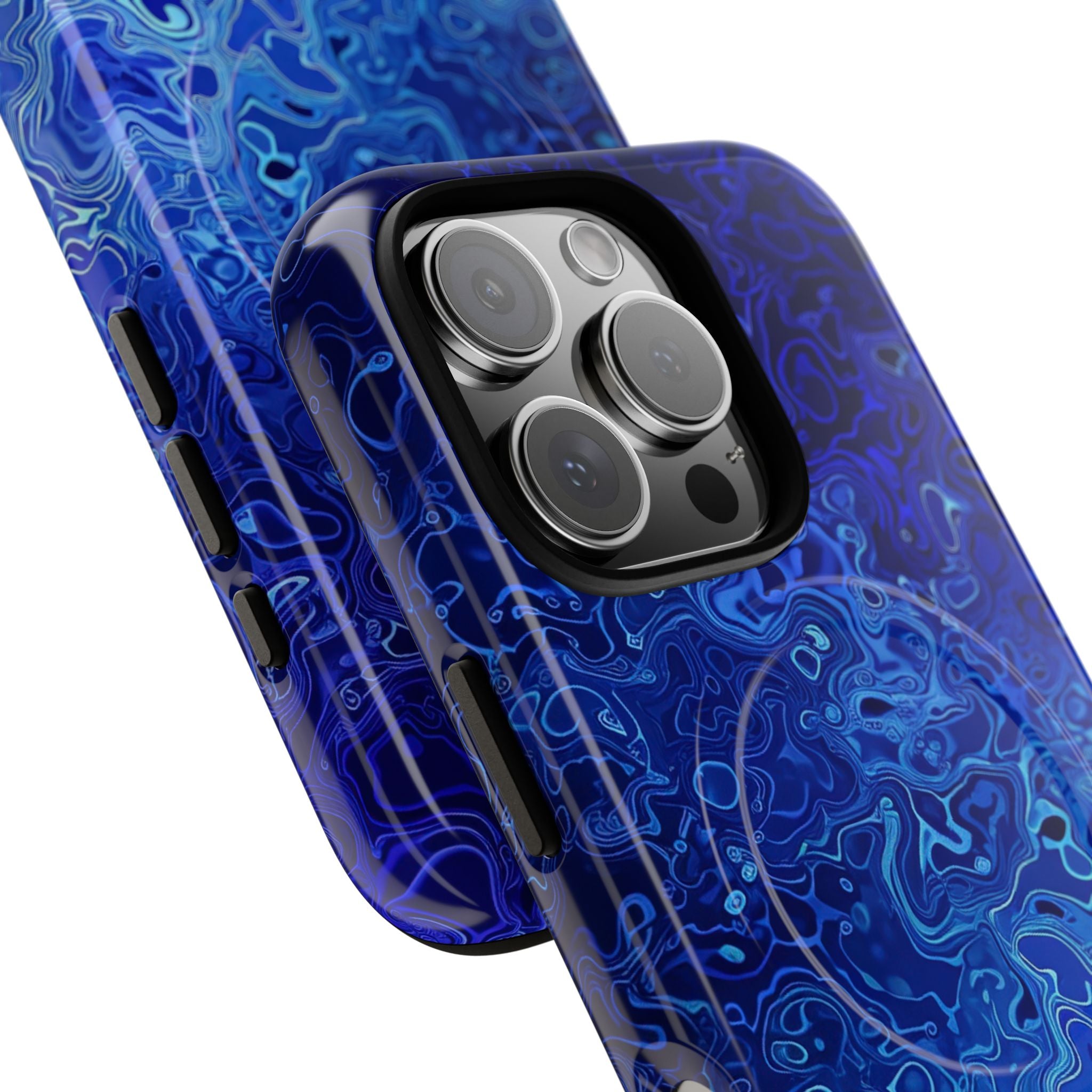 Swirling Blue Currents iPhone 16 - Tough+