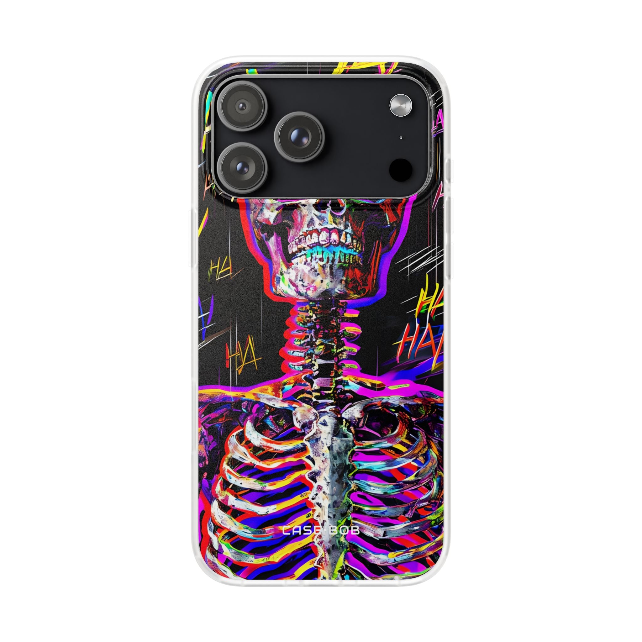 Neon Skeleton Laugh iPhone 17 Pro Max Case - Soft