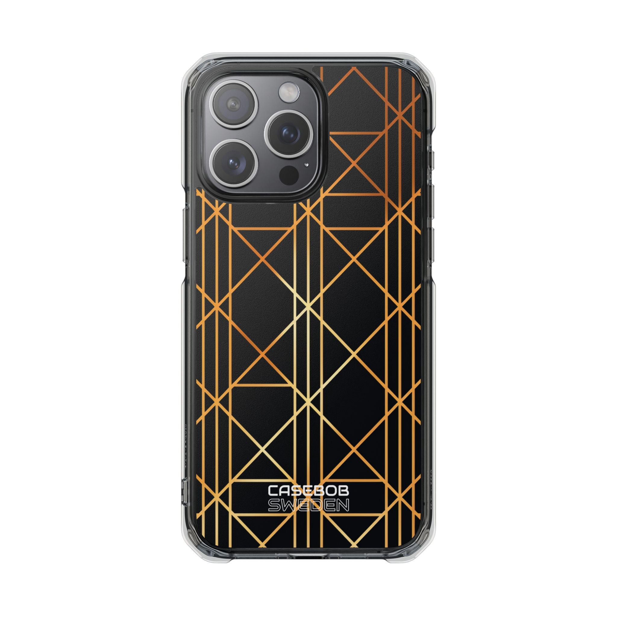 Golden Geometric Elegance iPhone 15 - Impact Clear+