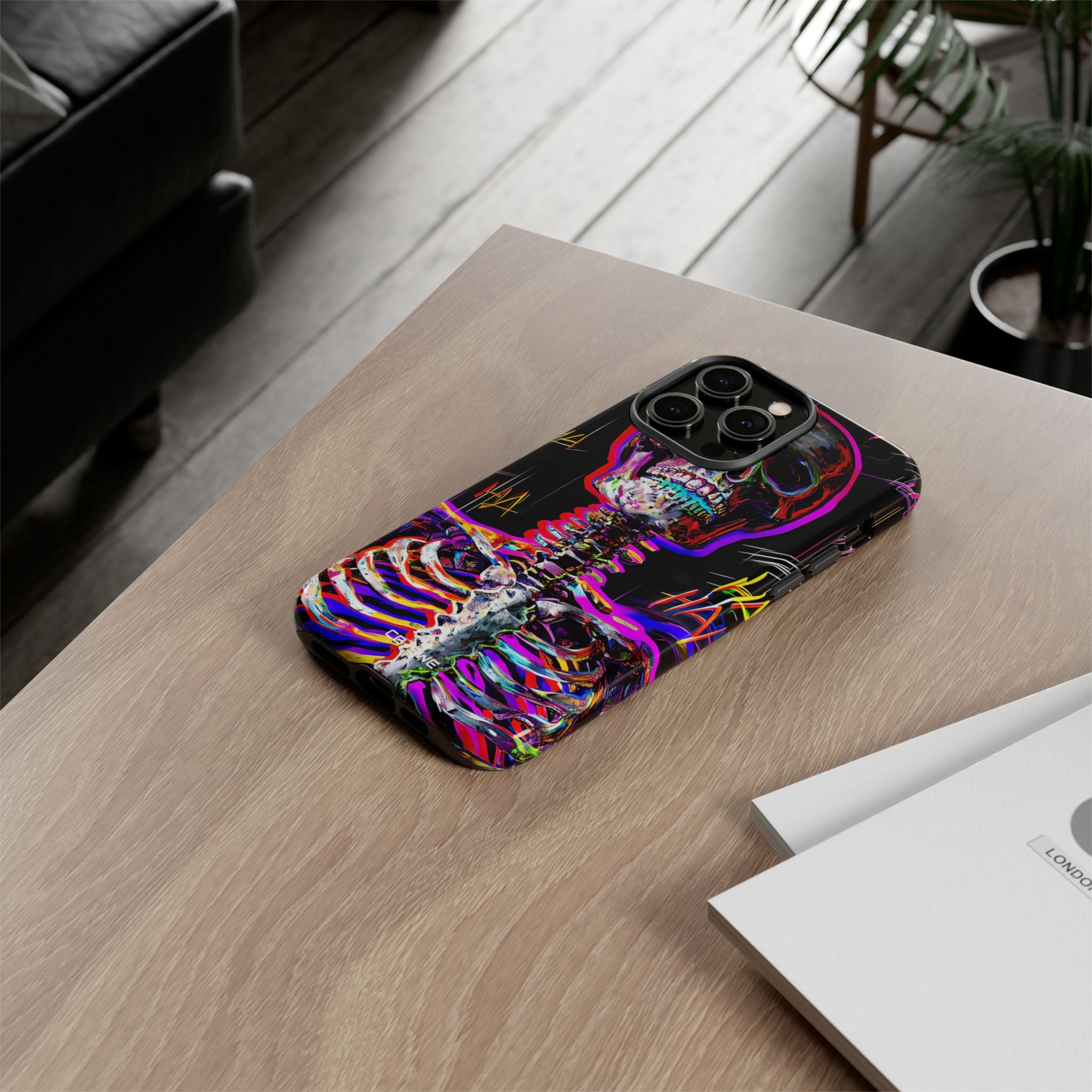Neon Skeleton Chaos - iPhone Case