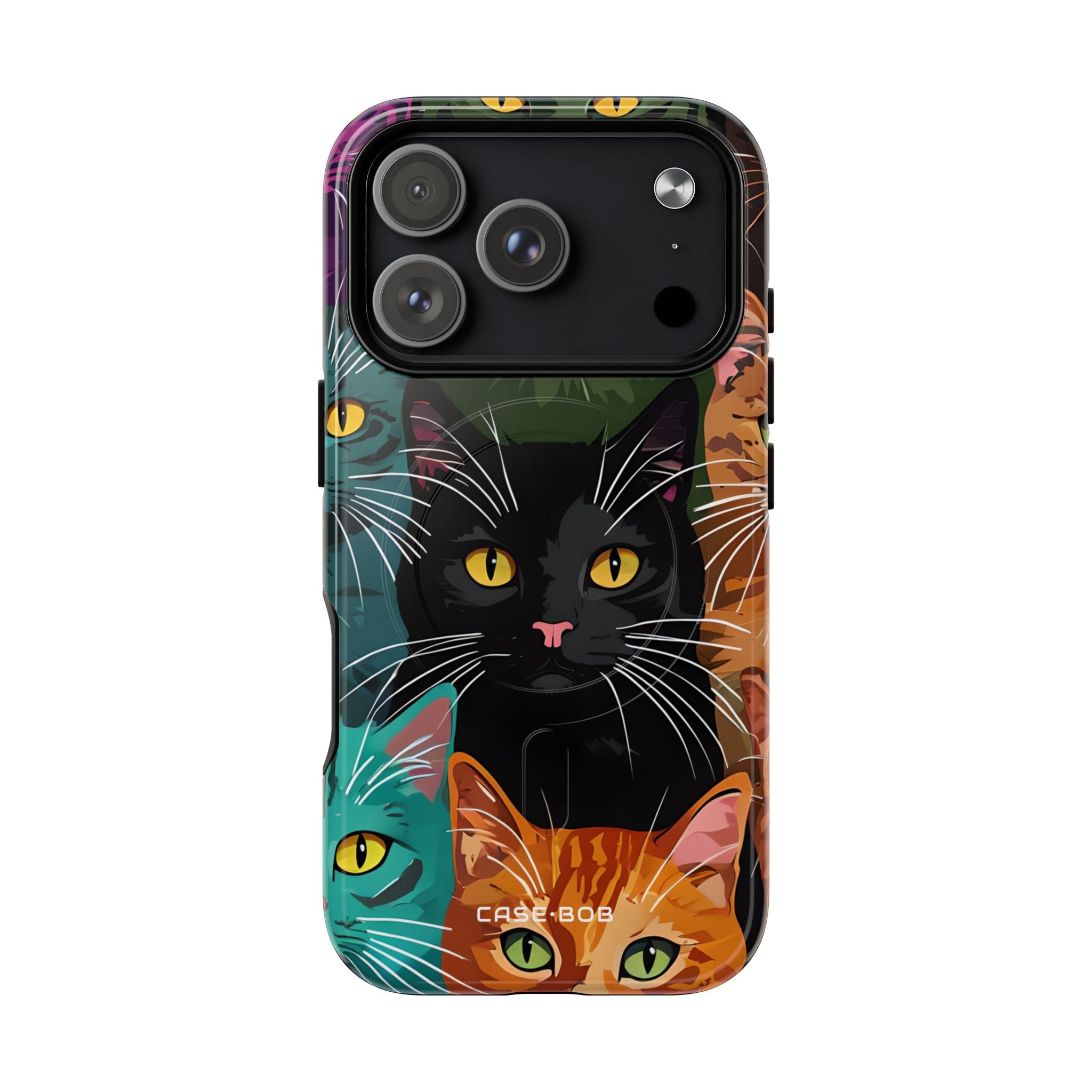Teal Cat Grid iPhone 17 Pro Case - Tough+