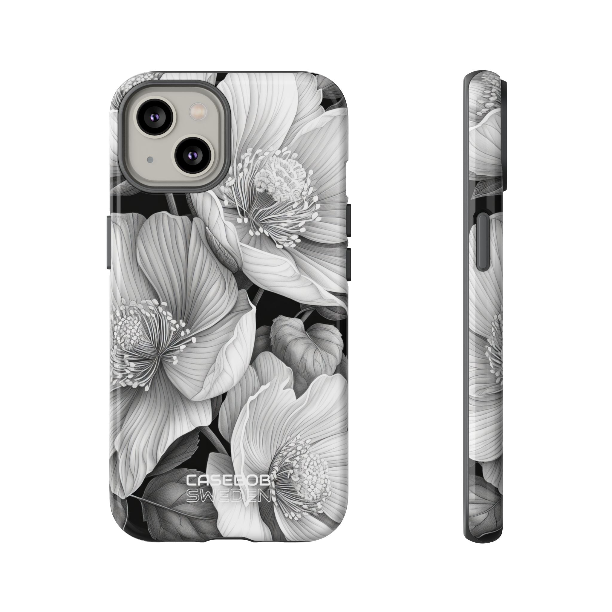 Monochrome Petal Dance iPhone 14 - Tough