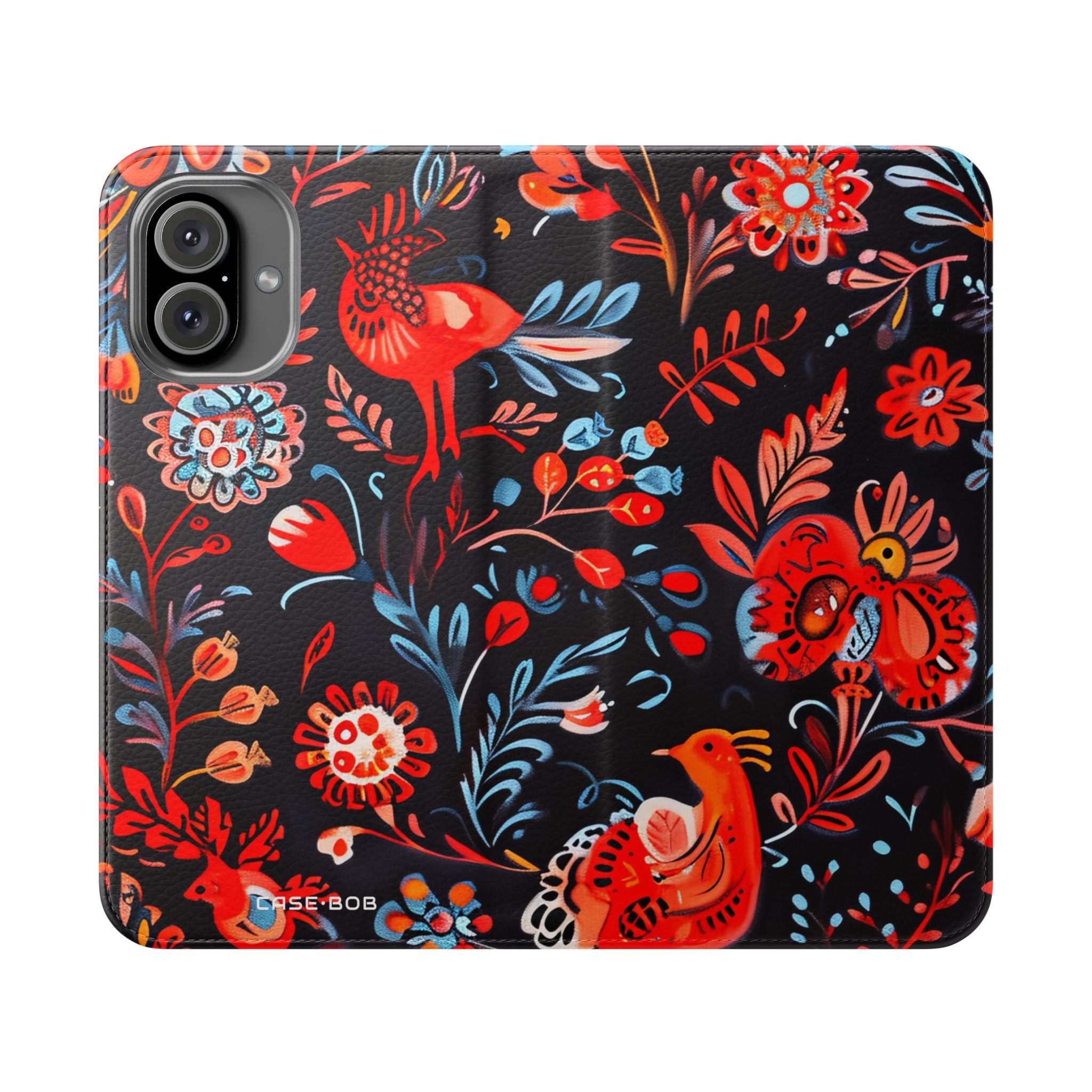Folk Bird Flame - iPhone 16 Plus Case - Wallet