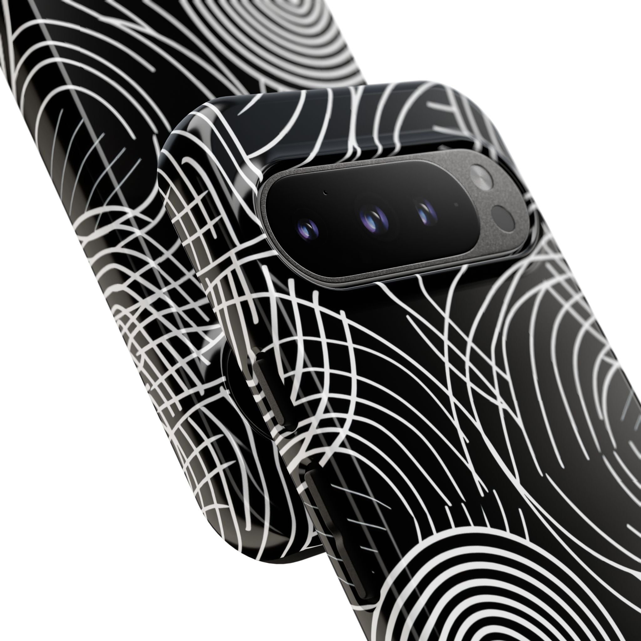 Monochrome Spiral Curves Google Pixel 9 - Tough