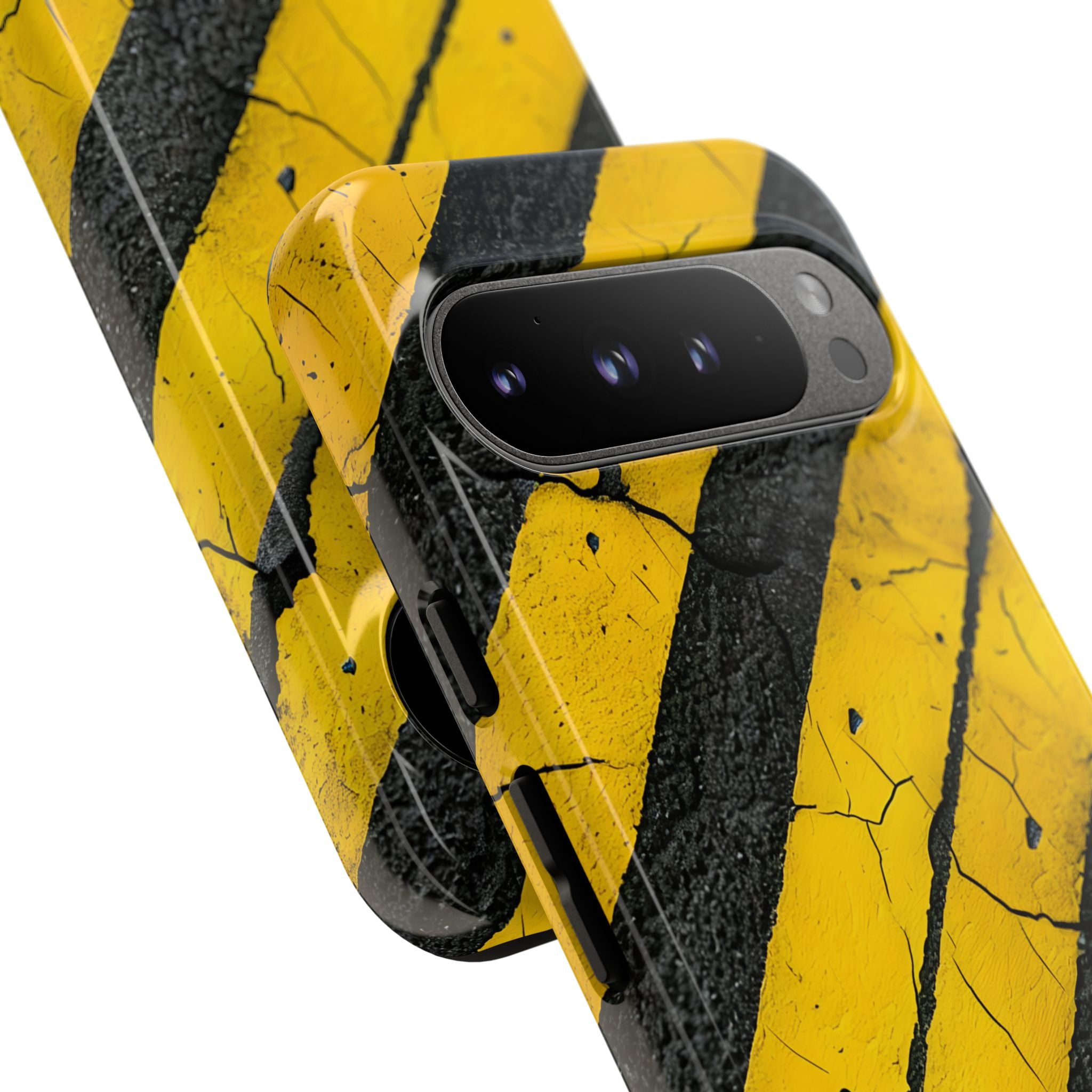 Yellow Stripe Distress Google Pixel 9 Pro XL Case - Tough