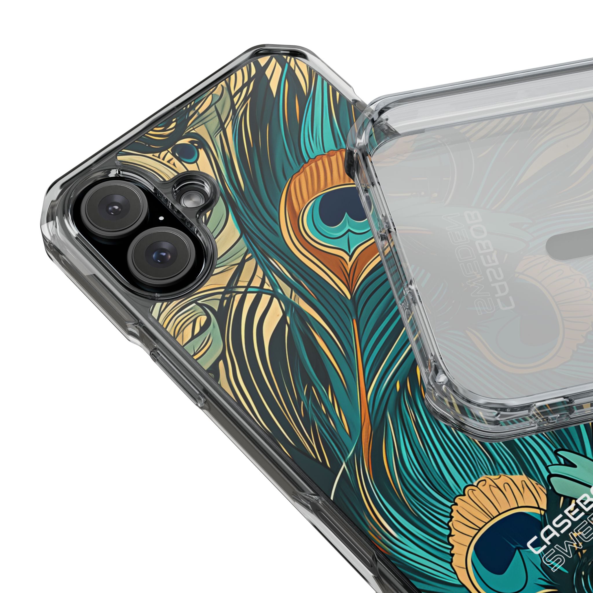 Peacock Feather Whirl iPhone 16 - Impact Clear+