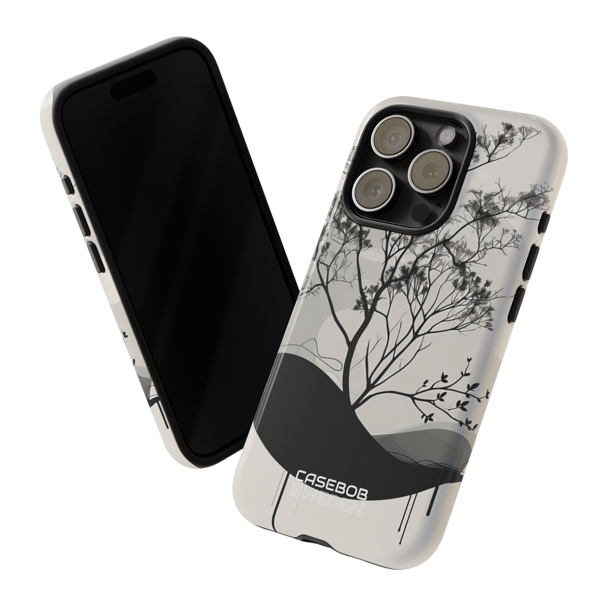 Monochrome Drip Tree iPhone 15 - Resistente
