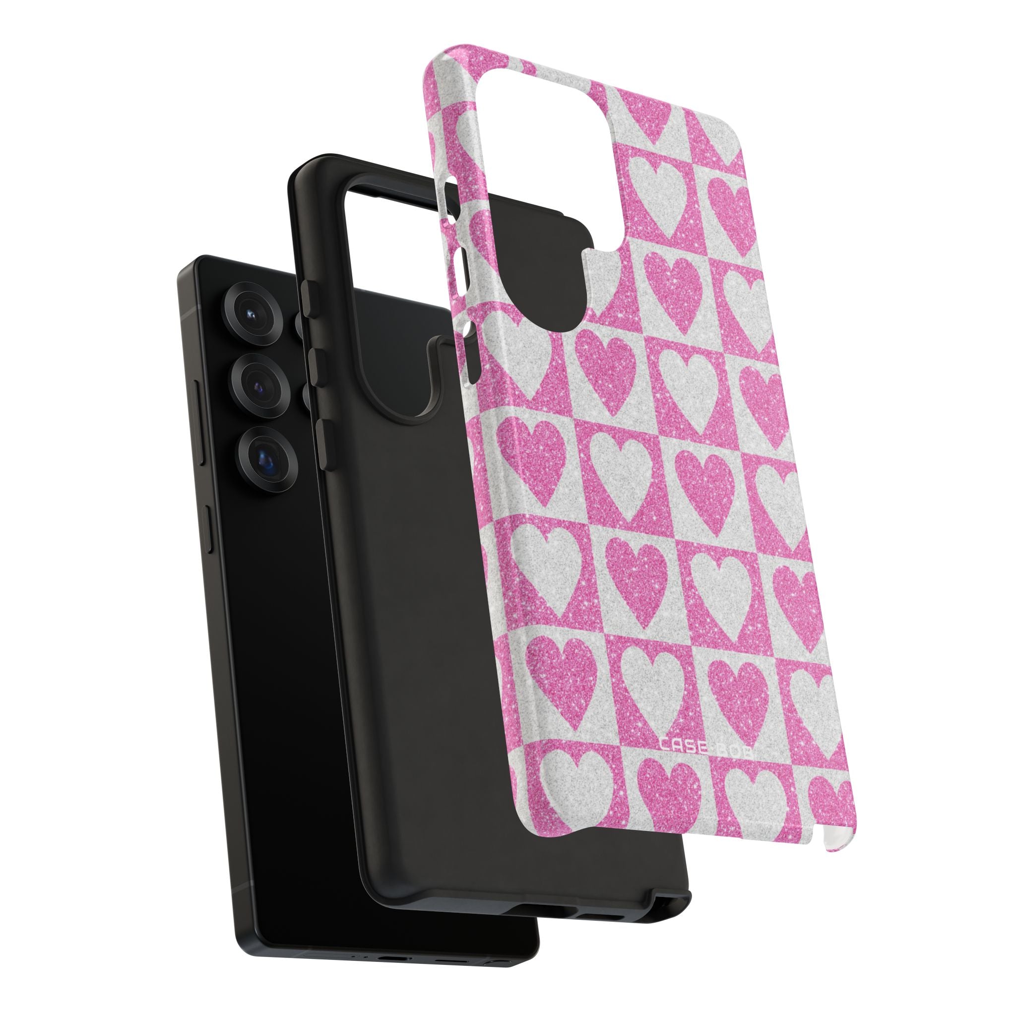 Glitter Heart Grid Samsung S25 Ultra Case - Tough