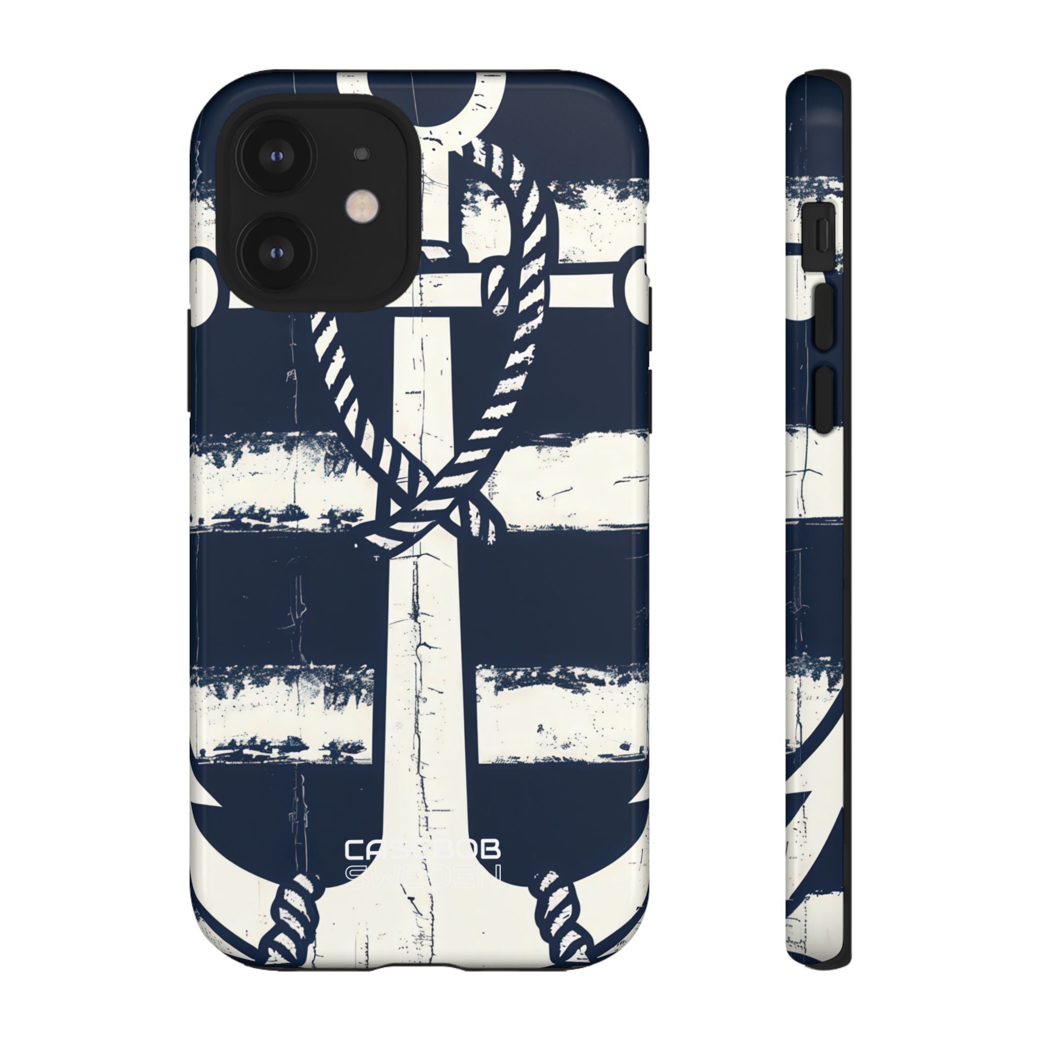 Navy Anchor Stripes iPhone 12 - Tough