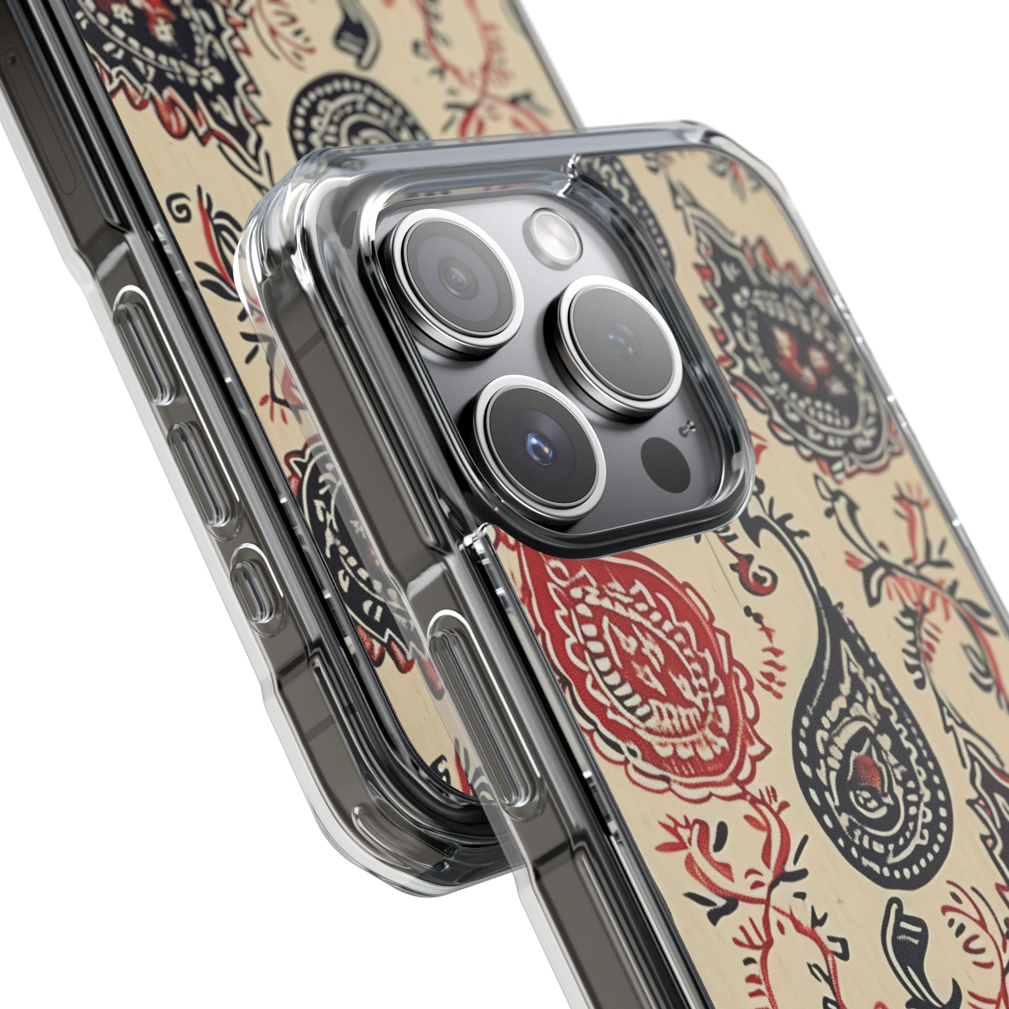Navy Paisley Swirl iPhone 15 - Impact Clear+