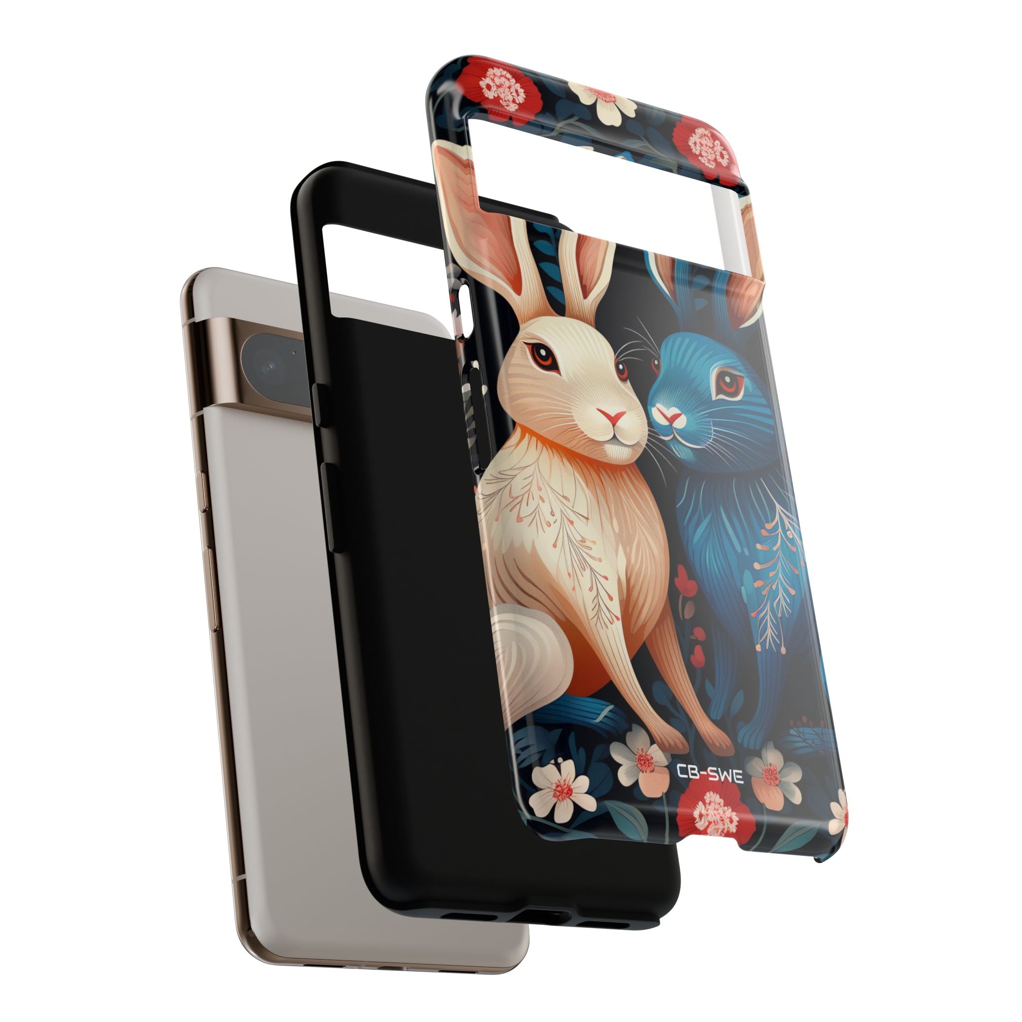 Rabbits Embrace Blossoms - Google Pixel Case