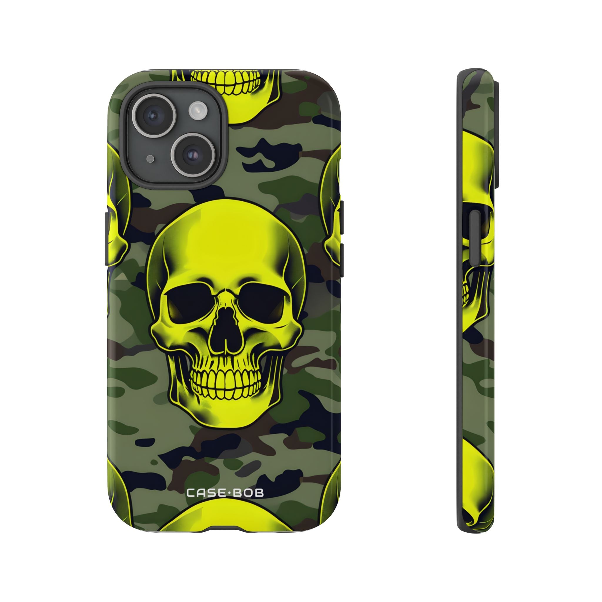 Neon Skull Camo iPhone 15 Case - Tough