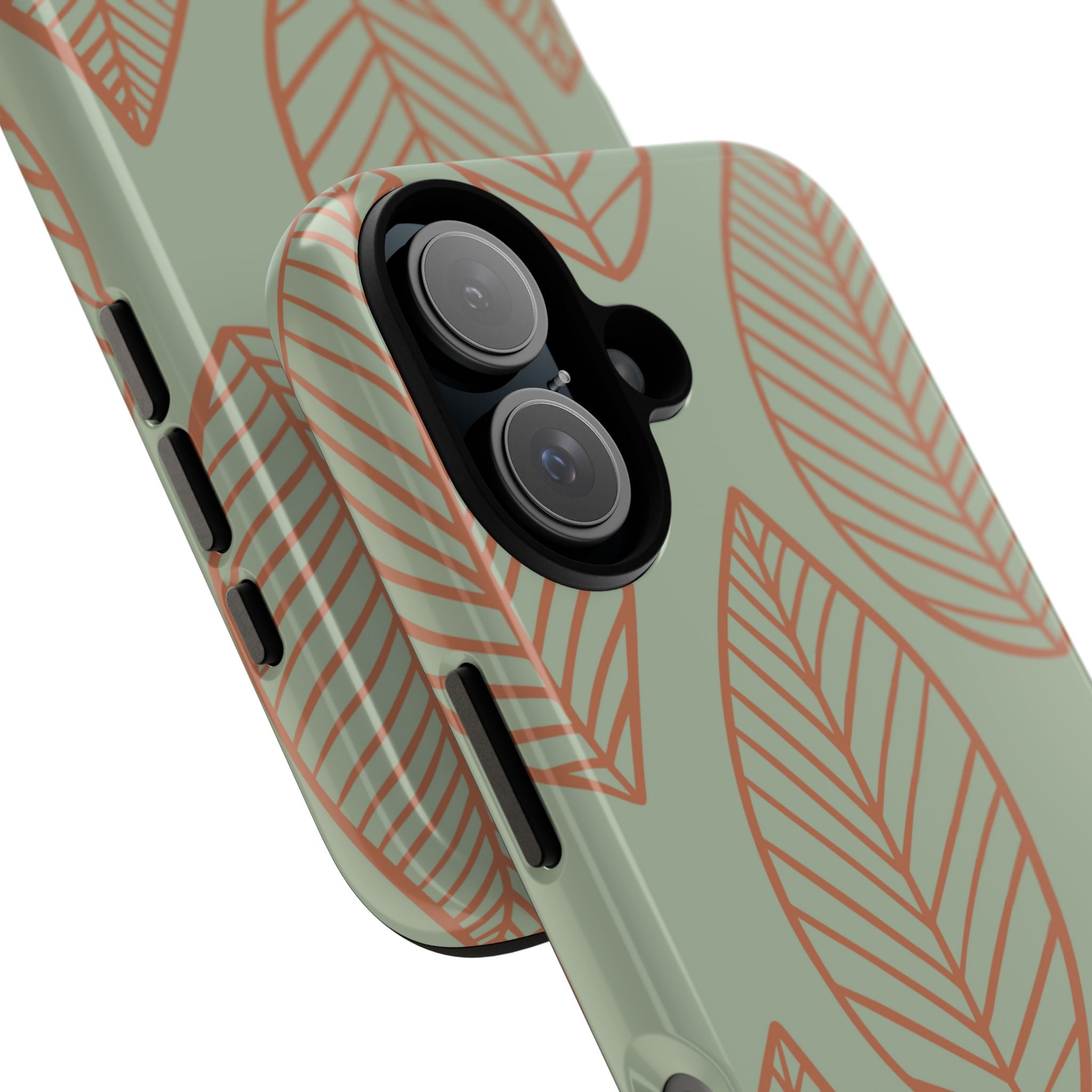 Mint and Orange Leaves - iPhone Case