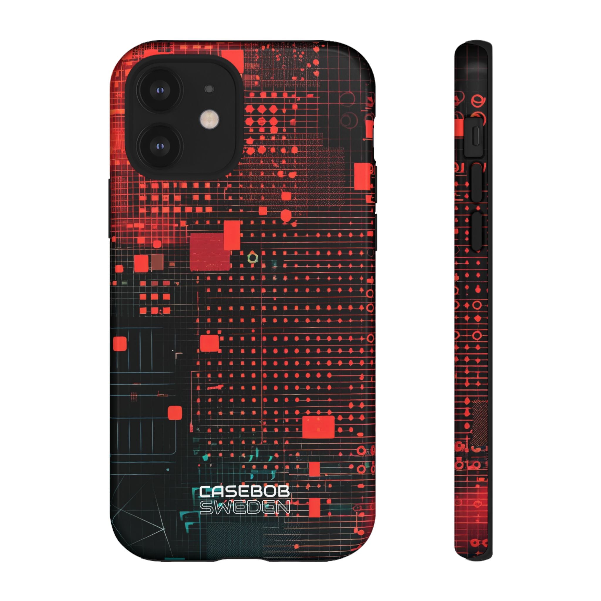 Crimson Circuit Grid iPhone 12 - Tough