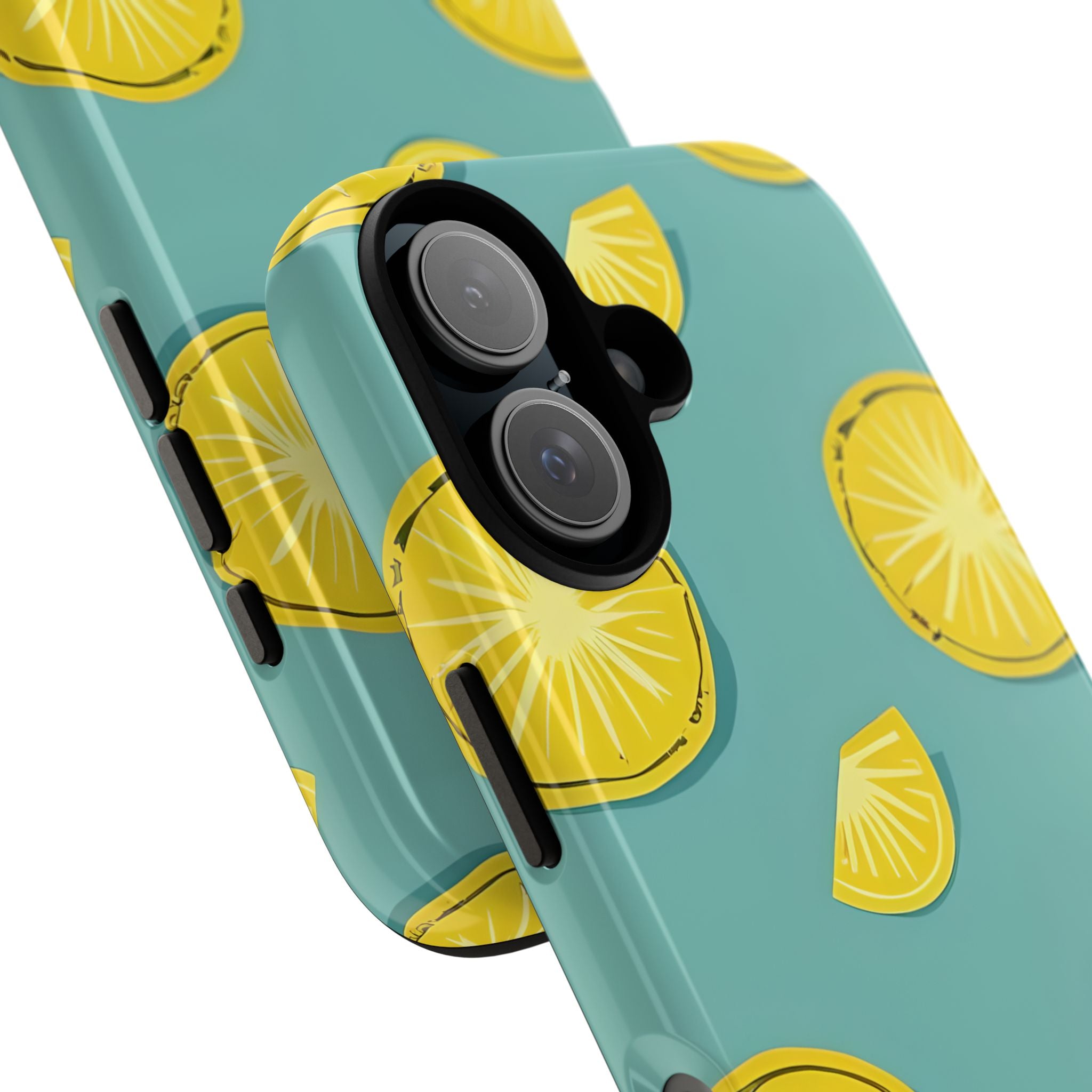 Bright Yellow Pineapple Slice on Teal iPhone 16 - Tough