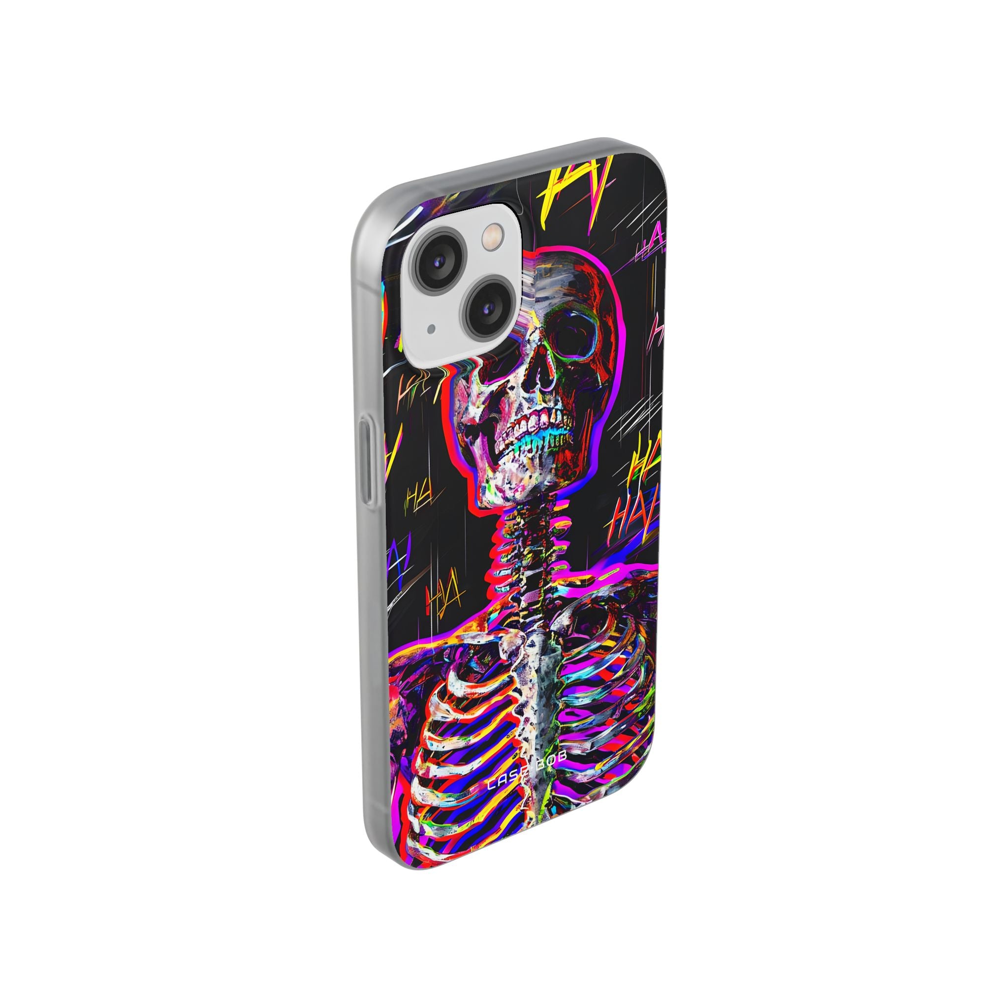 Neon Skeleton Laugh iPhone 14 Case - Soft