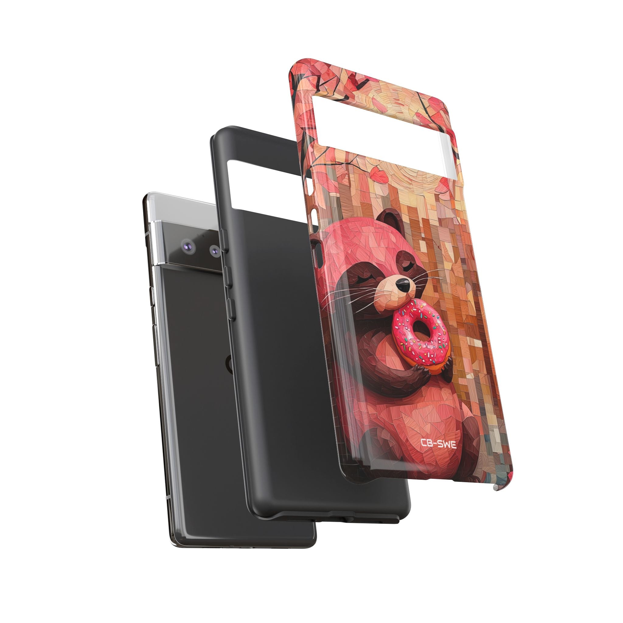 Raccoon Holds Donut - Google Pixel Case