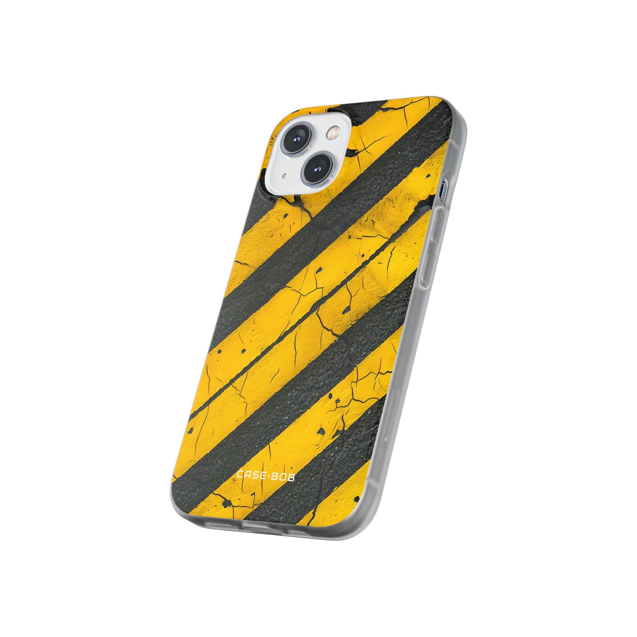 Yellow Stripe Distress iPhone 14 Case - Soft