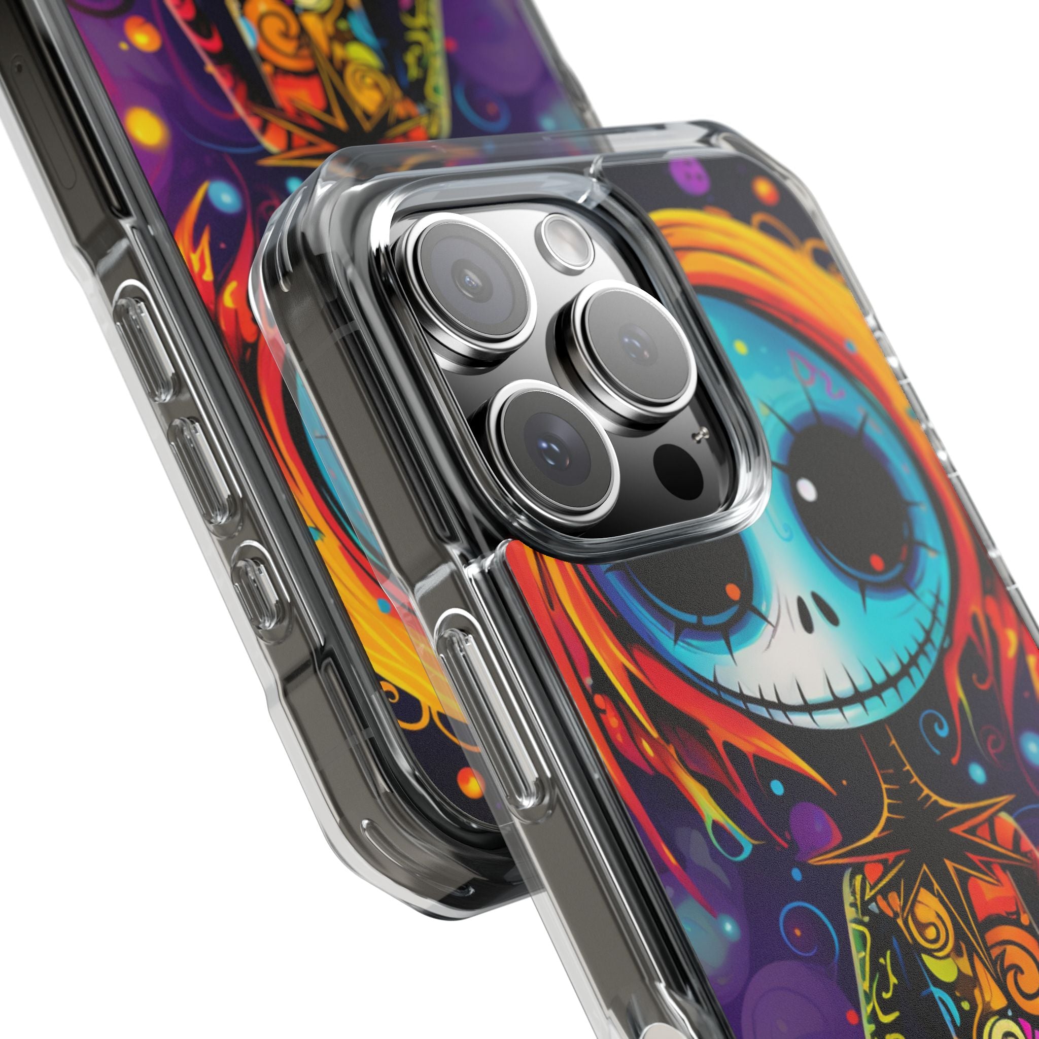 Blue Skull Swirl iPhone 16 Pro Case - Impact