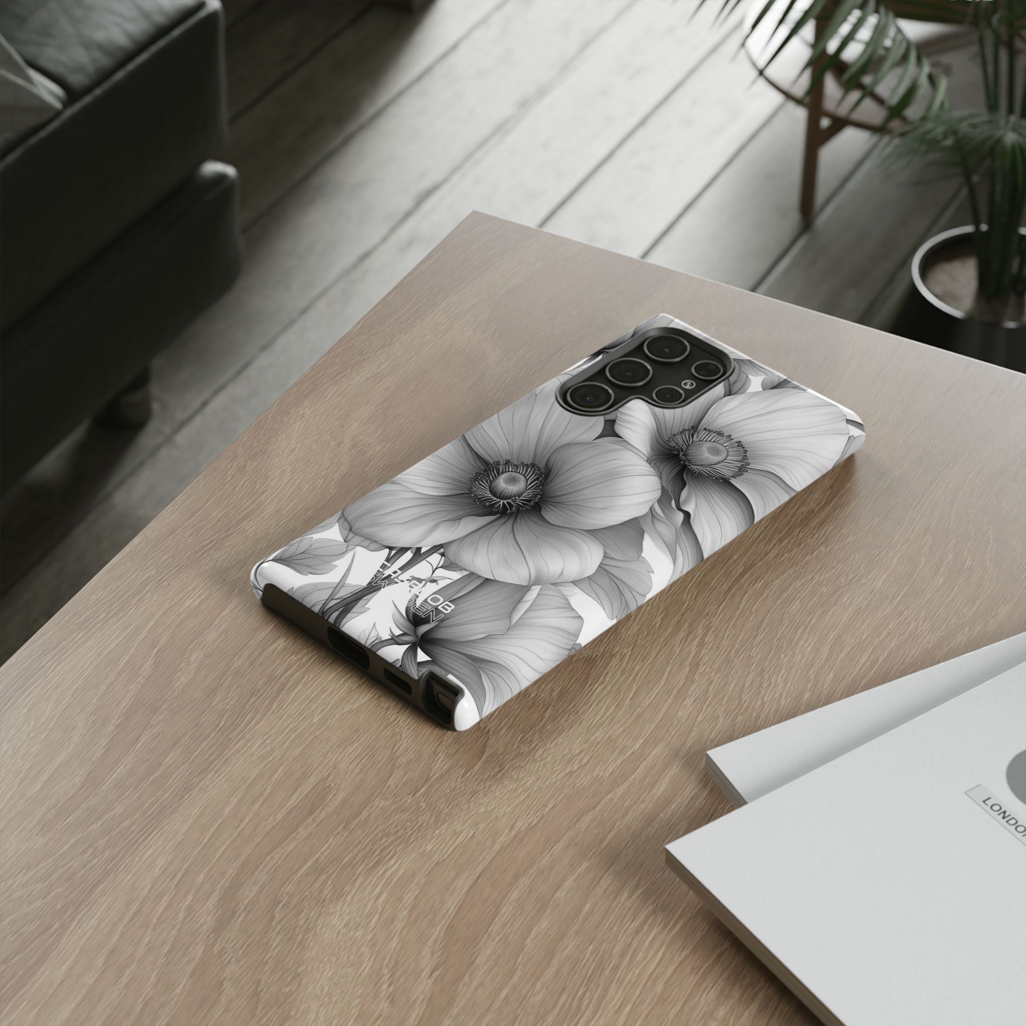 Grayscale Floral Harmony Samsung S22 - Tough