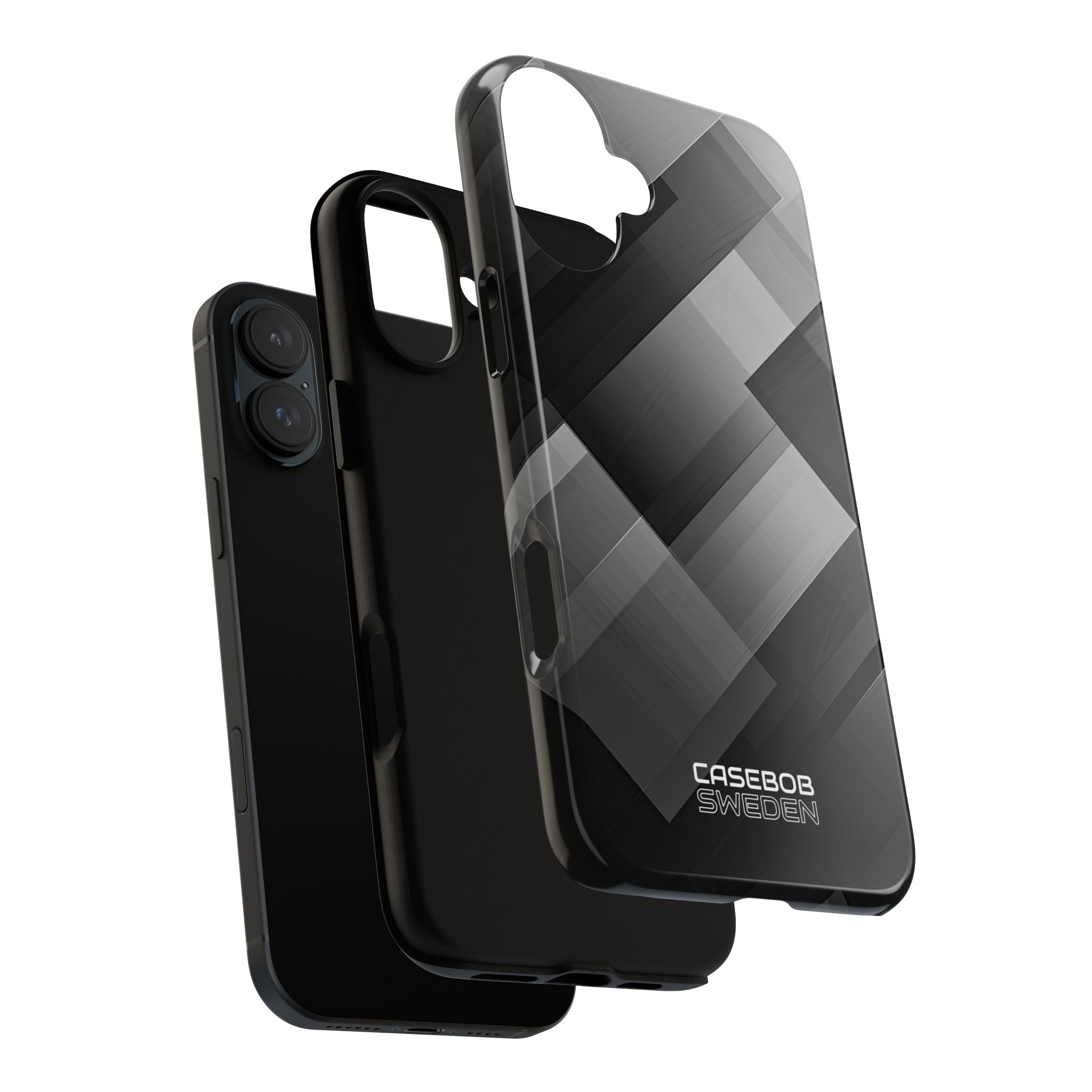 Grayscale Geometric Layers iPhone 16 - Tough