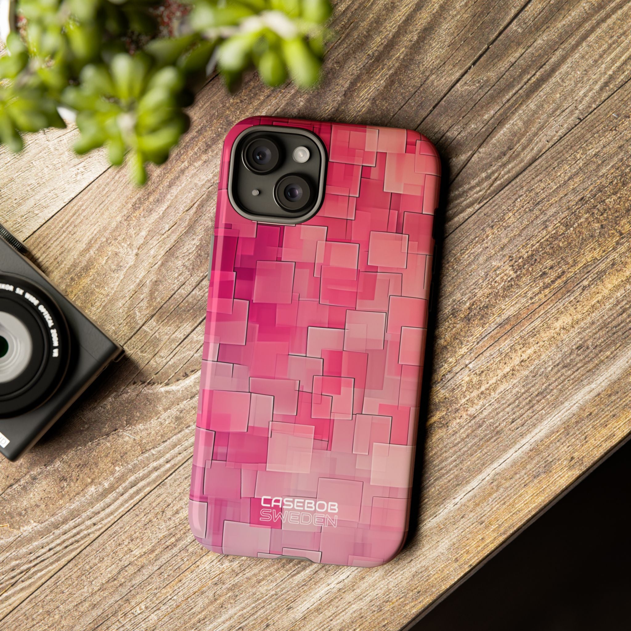 Layered Pink Geometry iPhone 15 - Tough