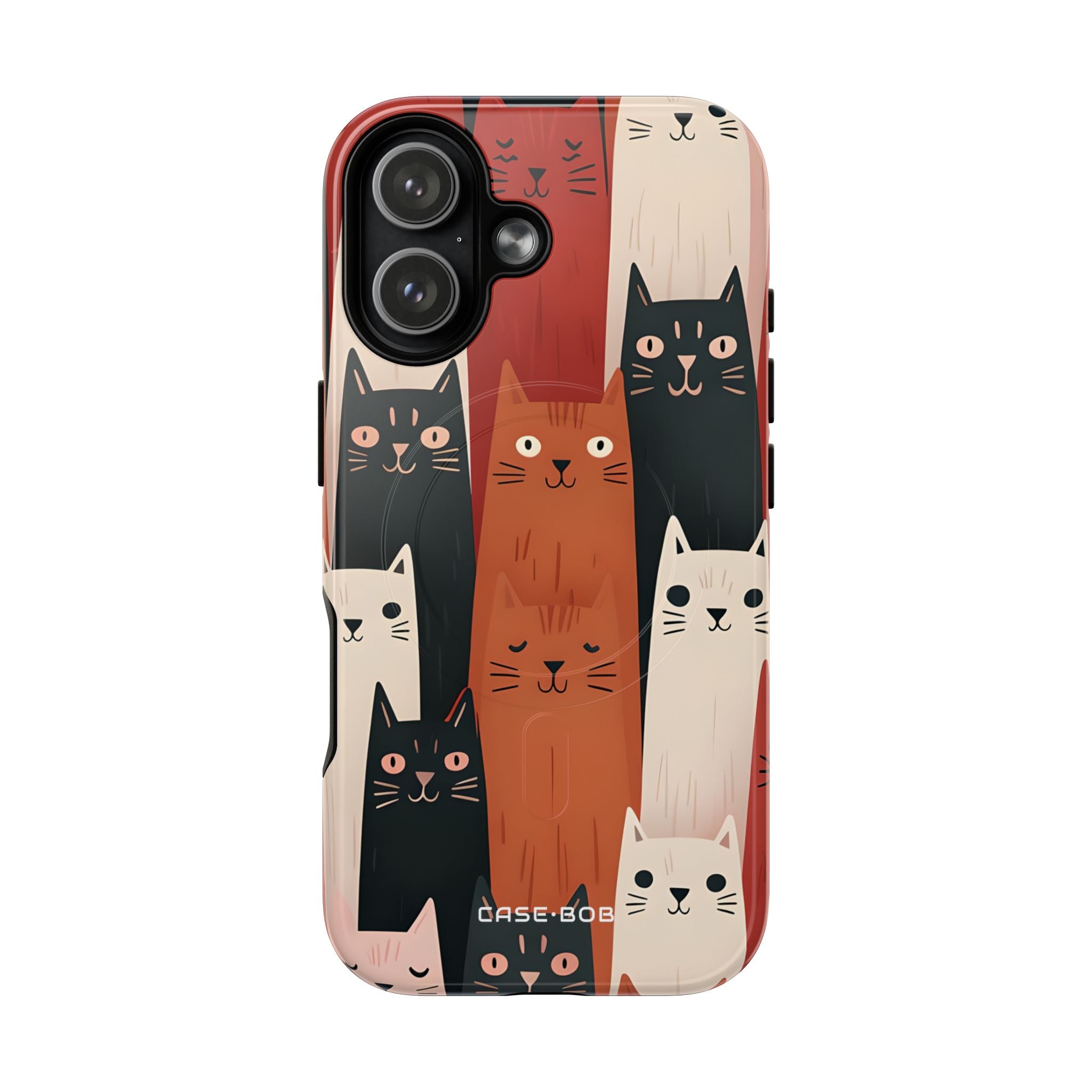 Elongated Cats Black iPhone 17 Case - Tough+