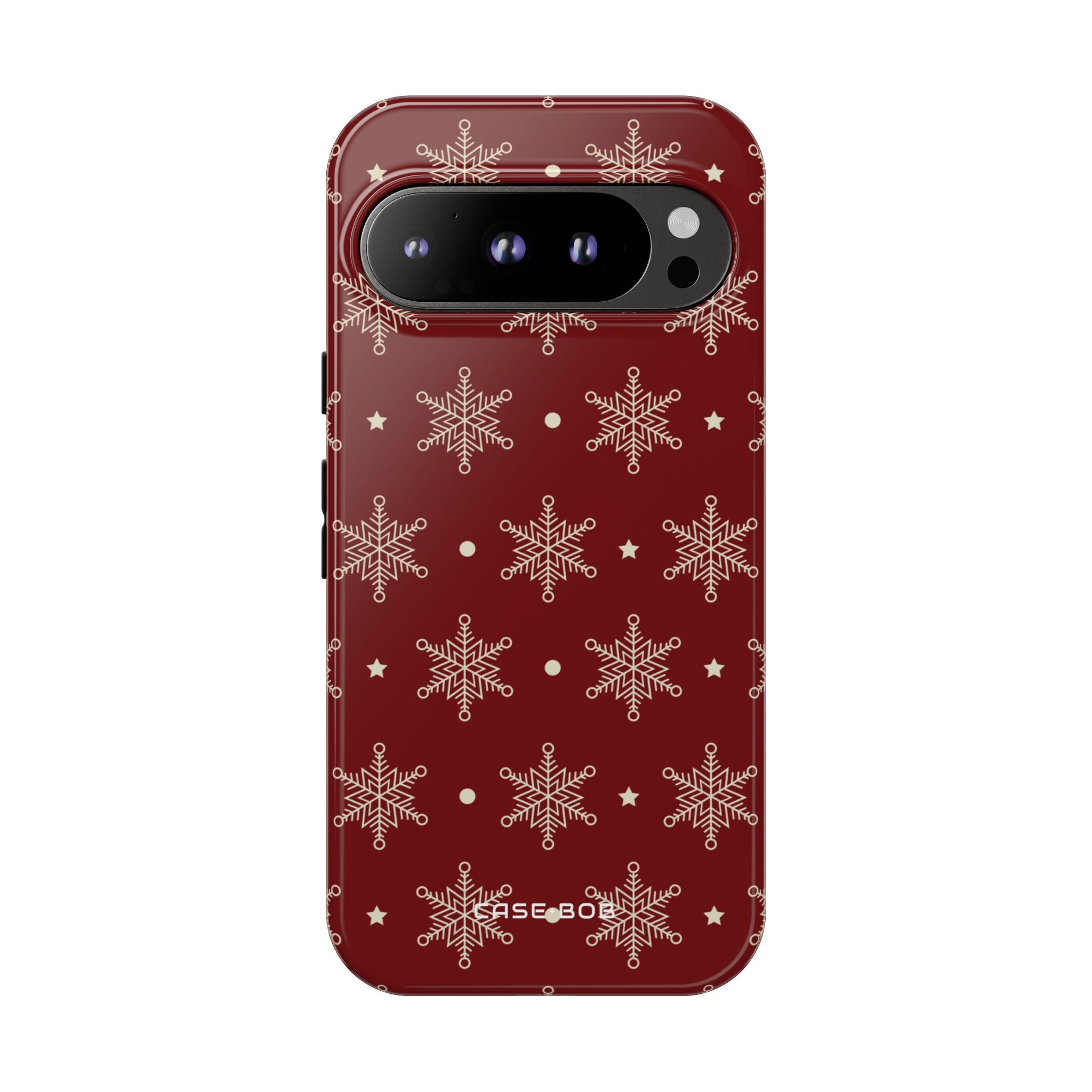 Cream Snowflake Crimson Google Pixel 9 Pro Case - Tough