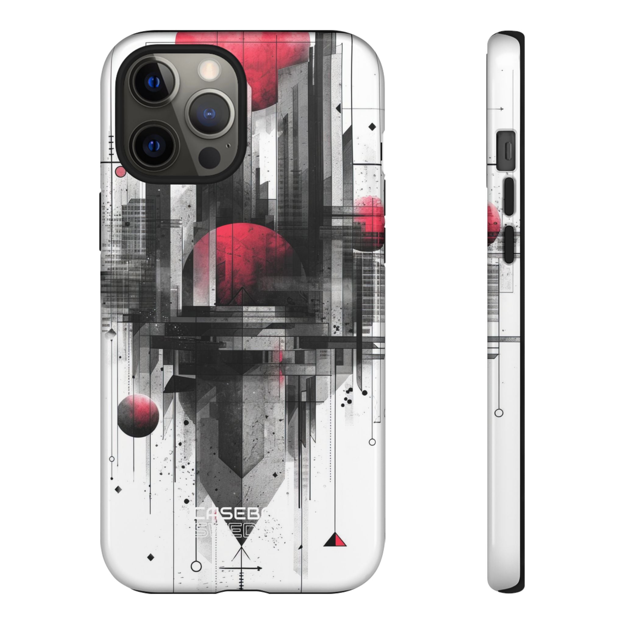 Crimson Gridlines Cityscape iPhone 12 - Tough