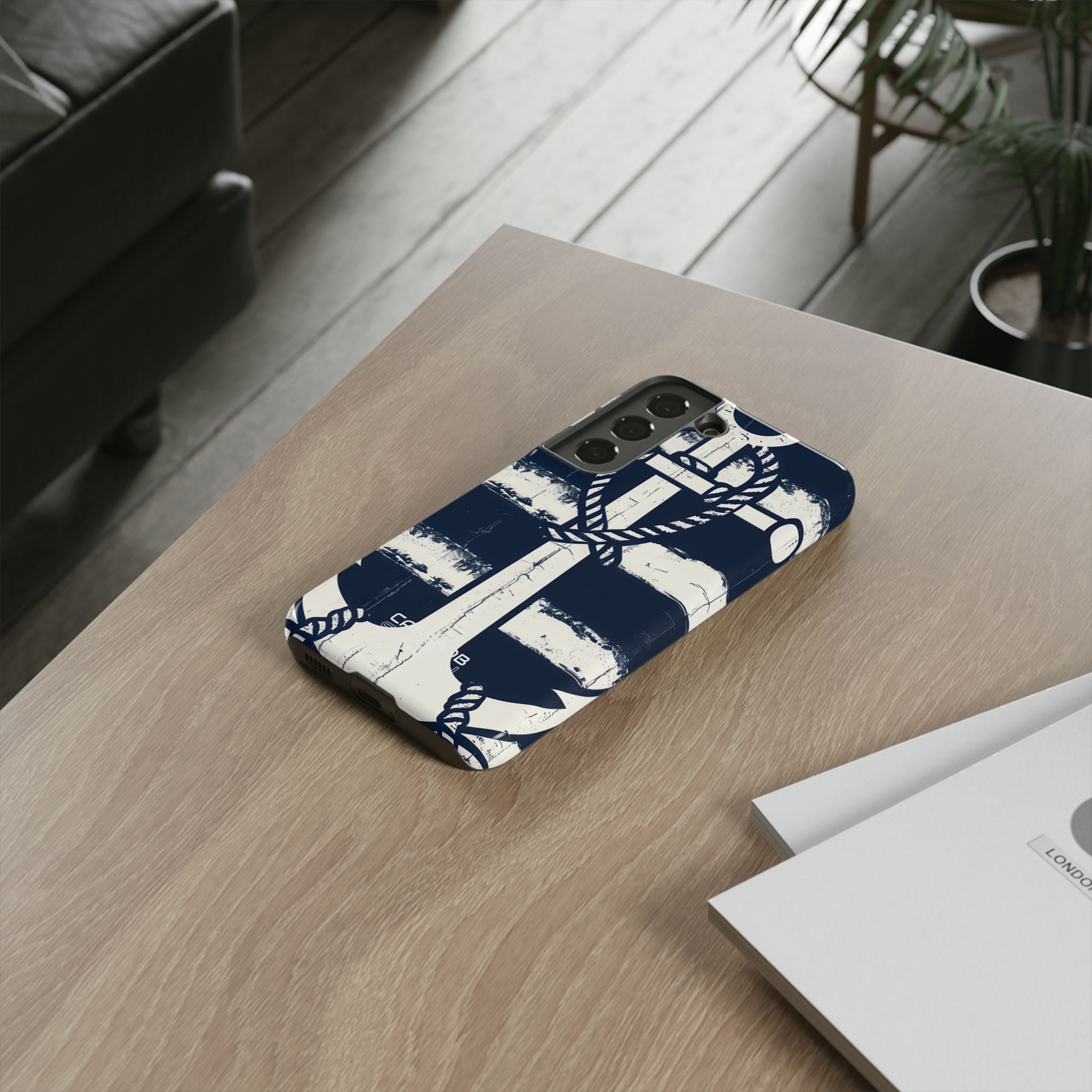 Navy Anchor Stripes Samsung S22 - Tough